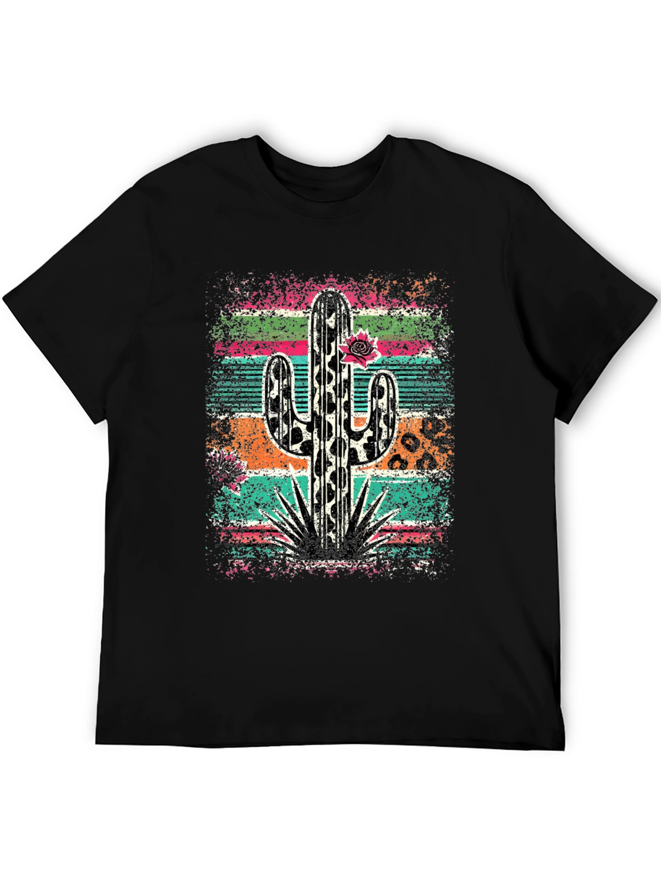 Black Desert Vibes Tee: Leopard Cactus Graphic T-Shirt view 5