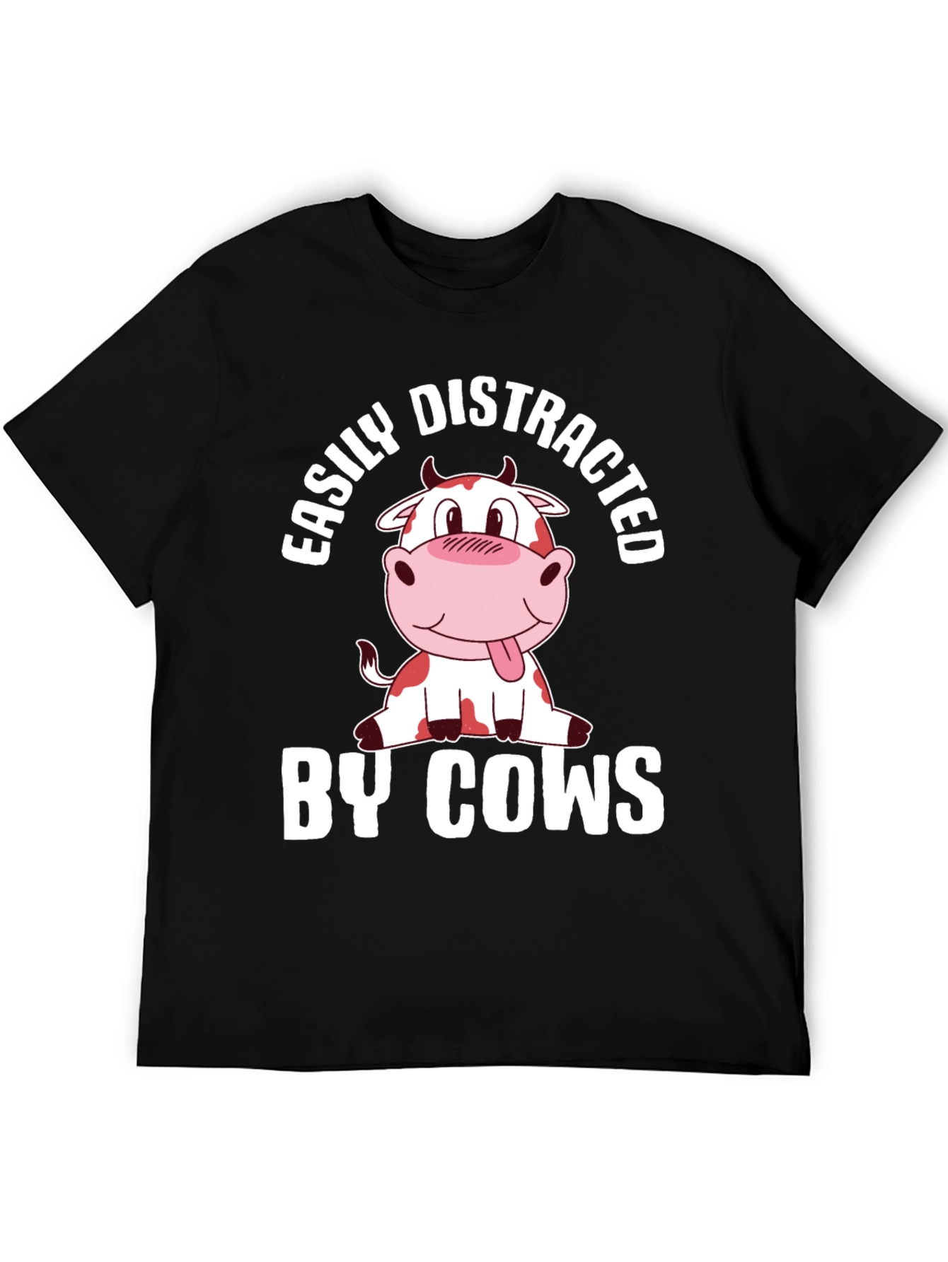 Black Easily Distracted By Cows T-Shirt view 5