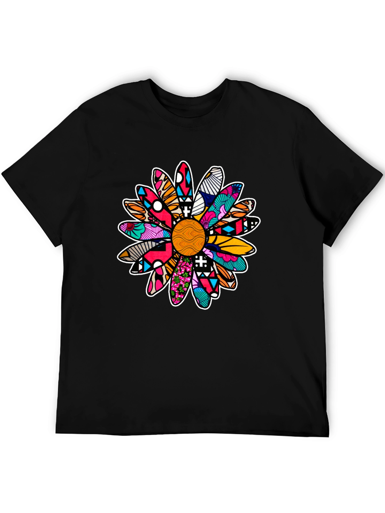 Black Vibrant Daisy Graphic T-Shirt - Bold Floral Design view 5
