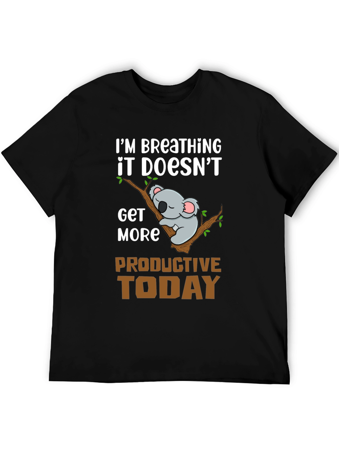 Black Funny Koala Lazy Day T-Shirt view 5