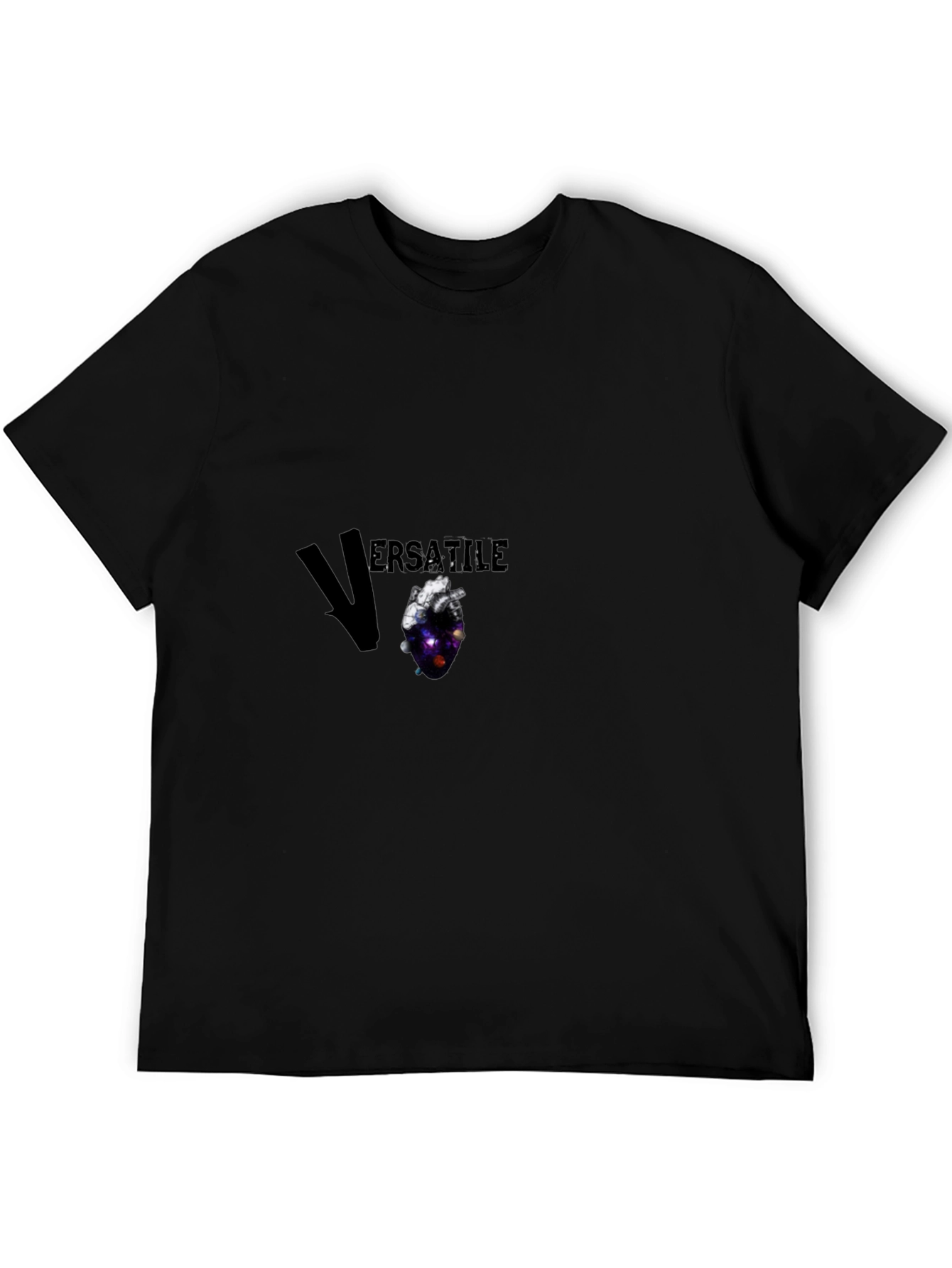 Black Versatile Galaxy Heart T-Shirt - Unique Design view 5