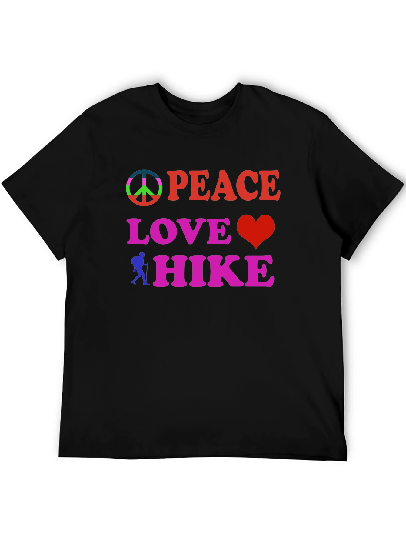 Black Peace Love Hike Black T-Shirt view 5