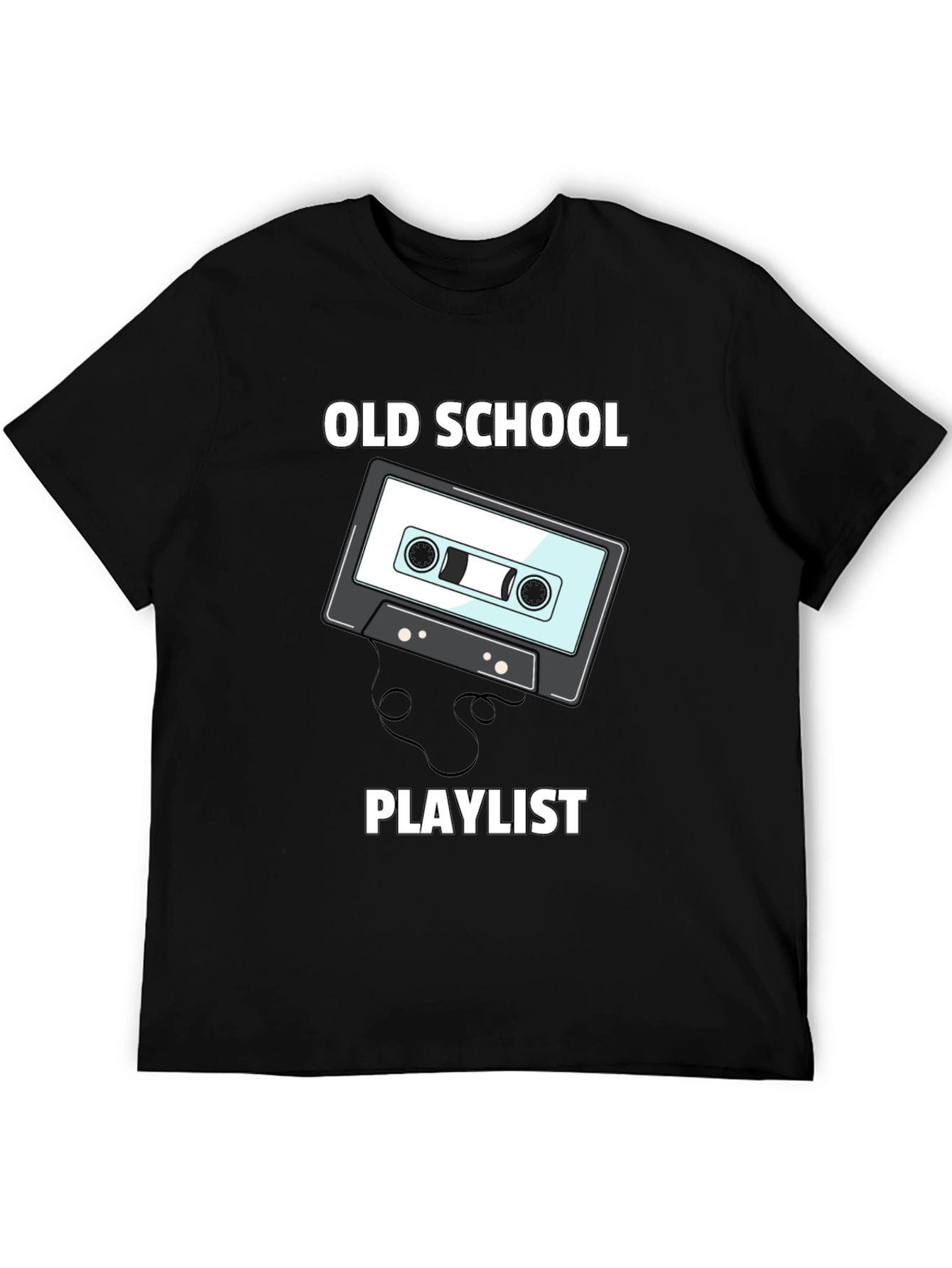 Black Old School Playlist Cassette Tape Graphic Tee view 5