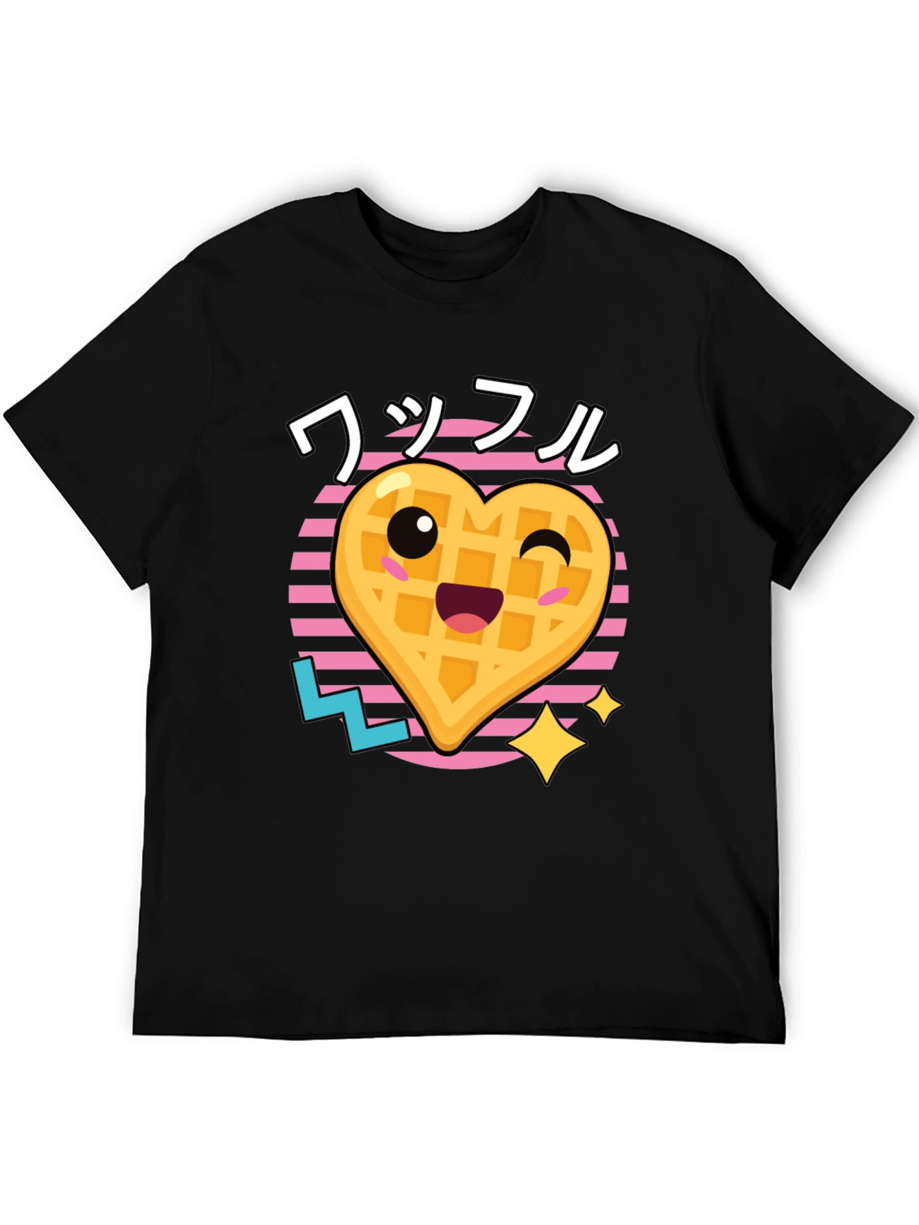 Black Kawaii Waffle T-Shirt - Trendy Graphic Tee view 5