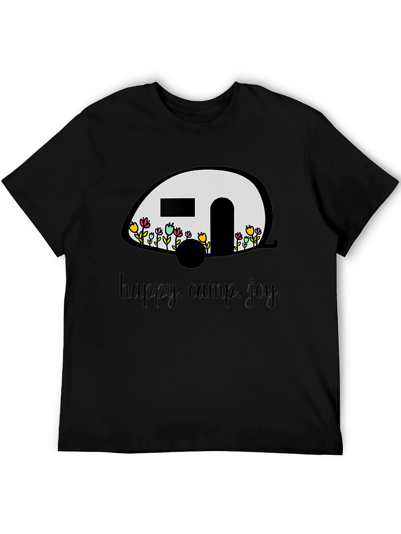 Black Happy Camper Graphic T-Shirt - Black view 5