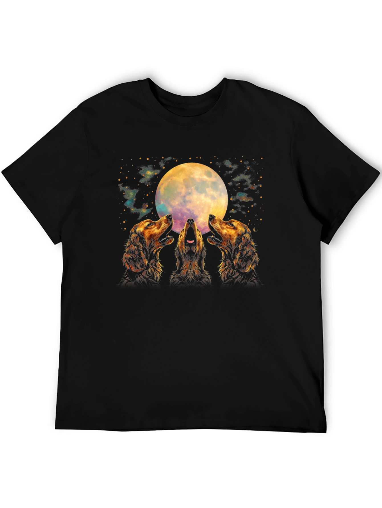 Howling Dogs Moon T-Shirt - Black Graphic Tee - 5