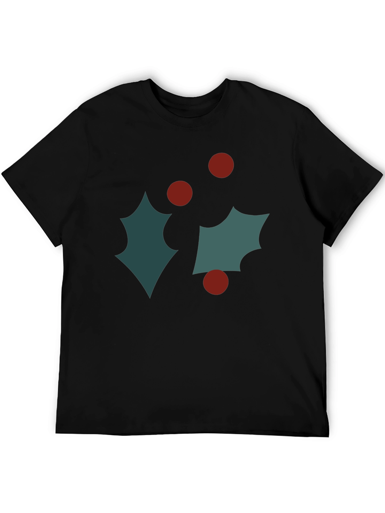 Black Festive Holly Graphic Tee - Holiday Style view 5
