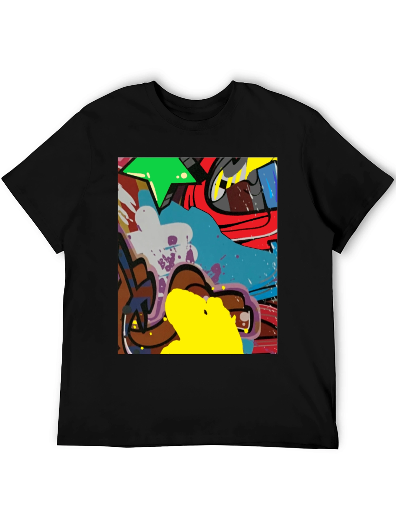 Black Abstract Graffiti Art Graphic Tee view 5