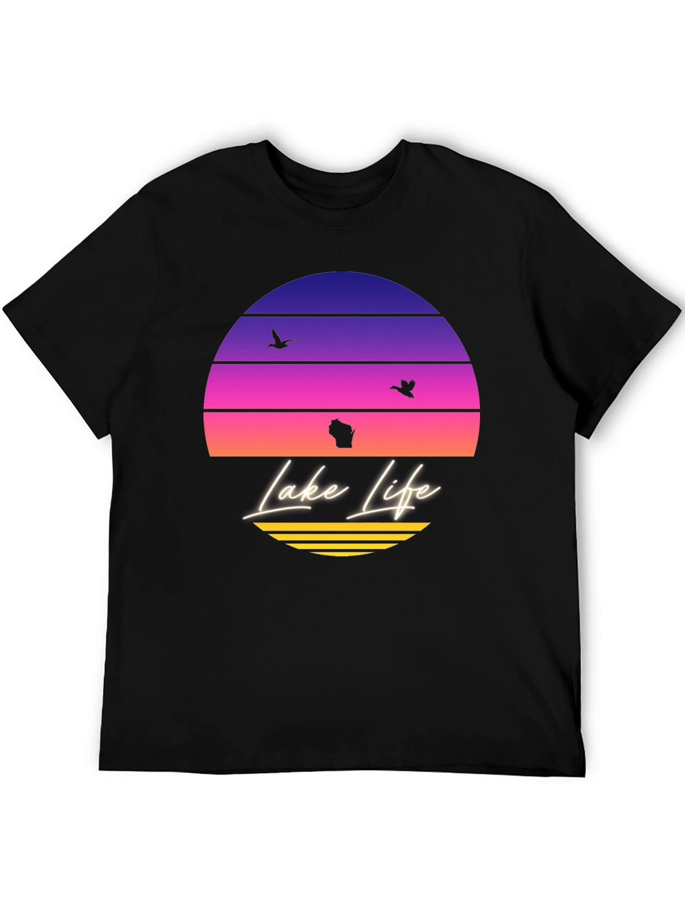 Black Lake Life Sunset T-Shirt - Wisconsin Summer Tee view 5