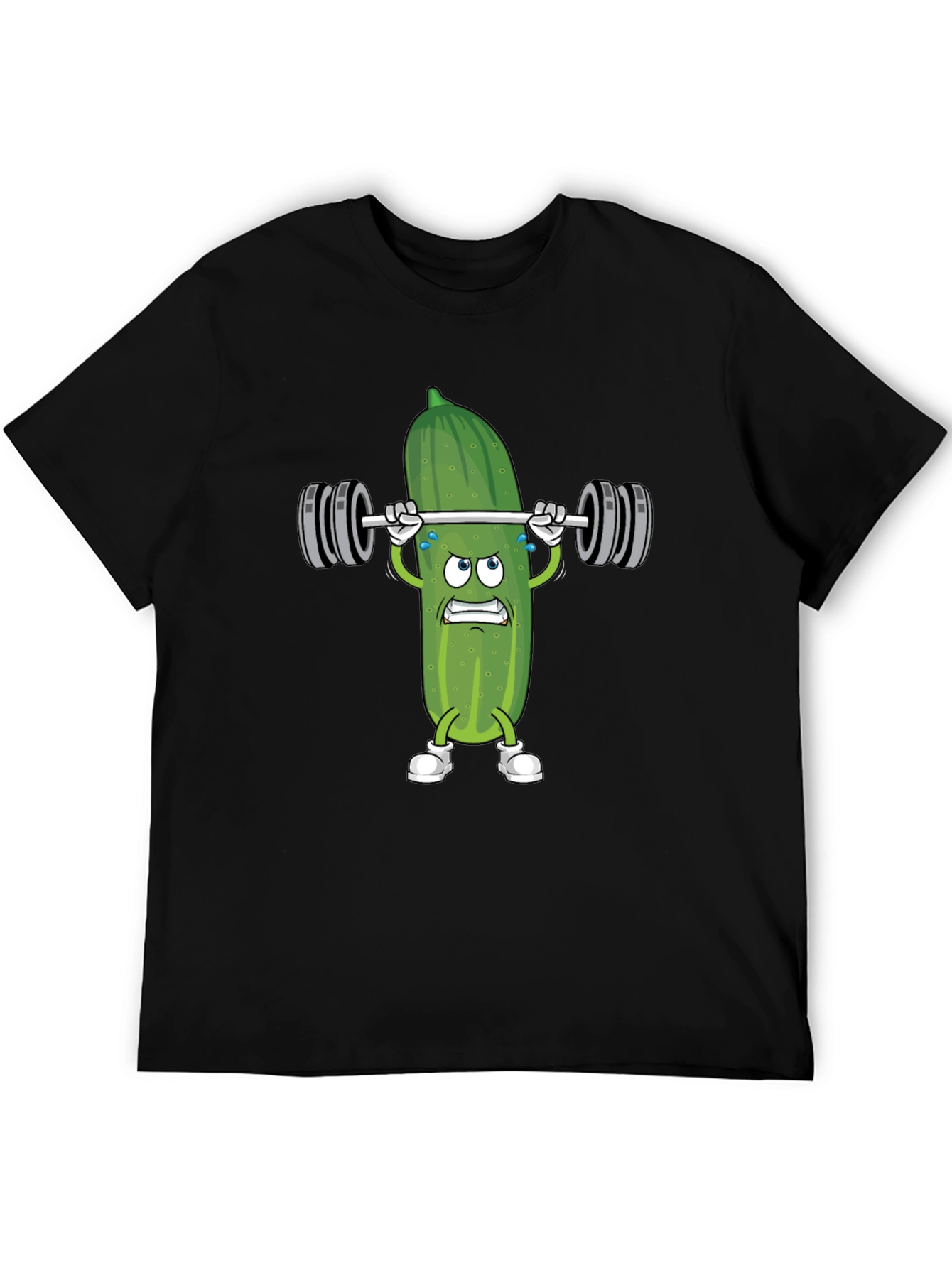 Black Pickle Lifting Weights Funny T-Shirt view 5