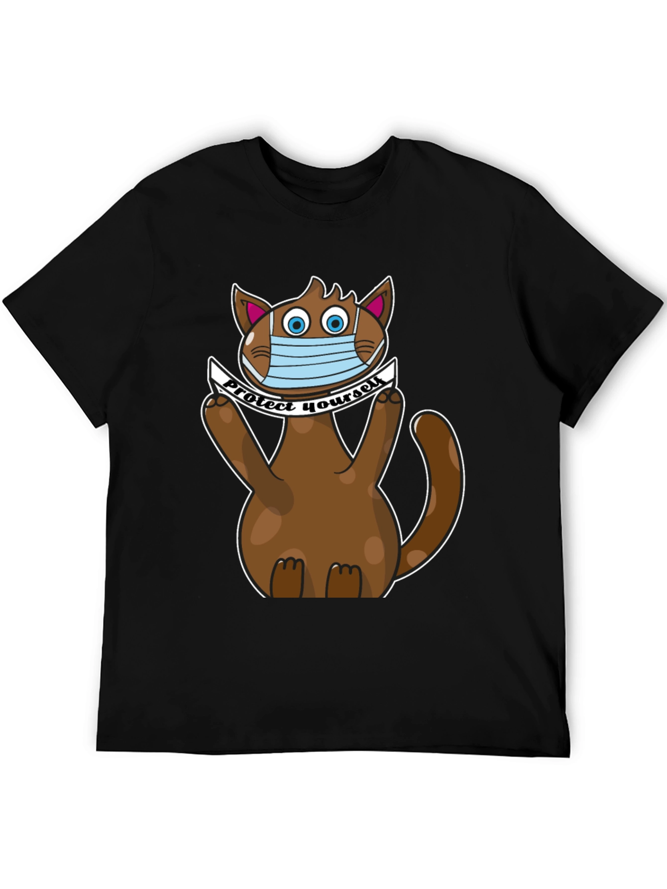 Black Protect Yourself Cat T-Shirt view 5