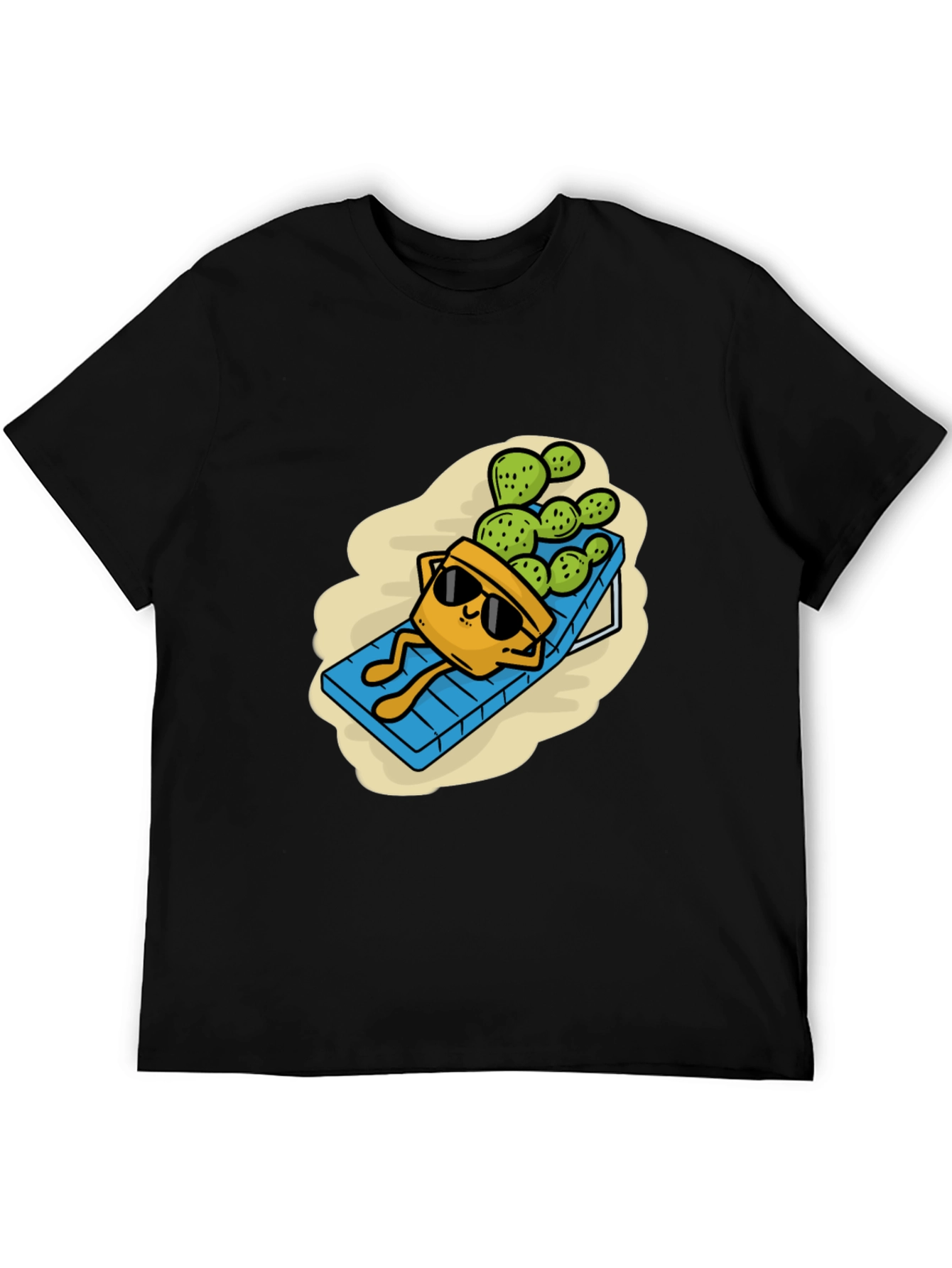 Black Relaxing Cactus T-Shirt - Funny Graphic Tee view 5