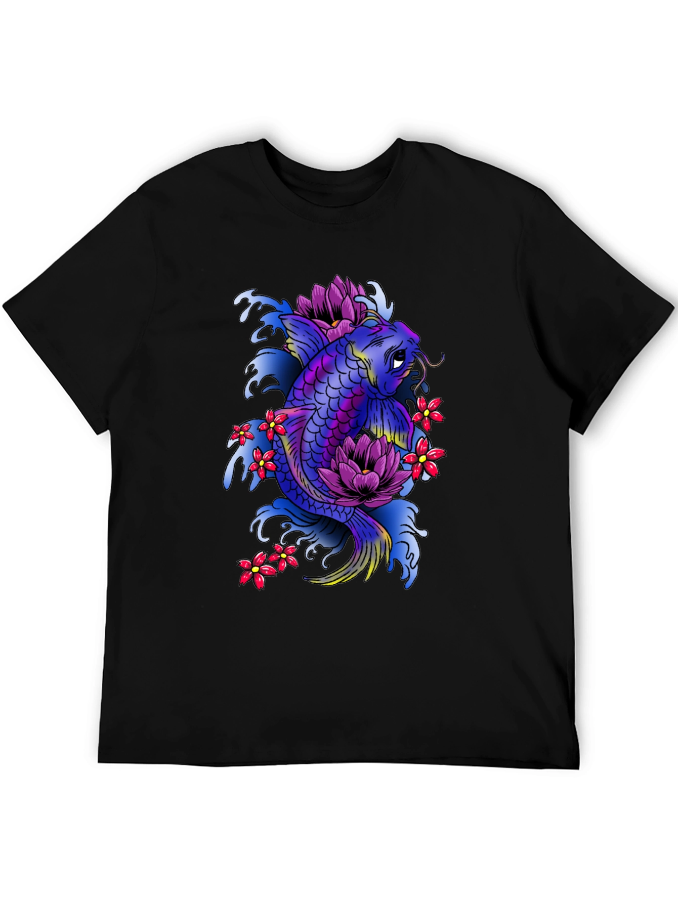 Black Koi Fish Graphic Tee - Unique Japanese Art T-Shirt view 5