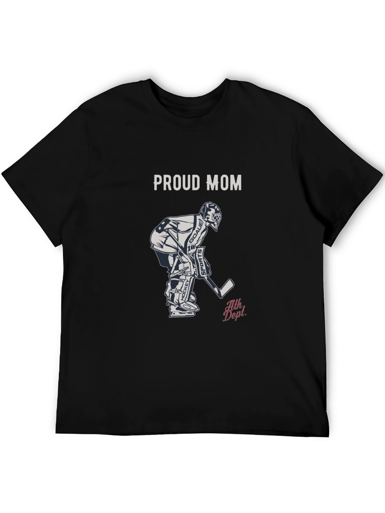 Black Proud Mom Hockey T-Shirt - Goalie Design view 5