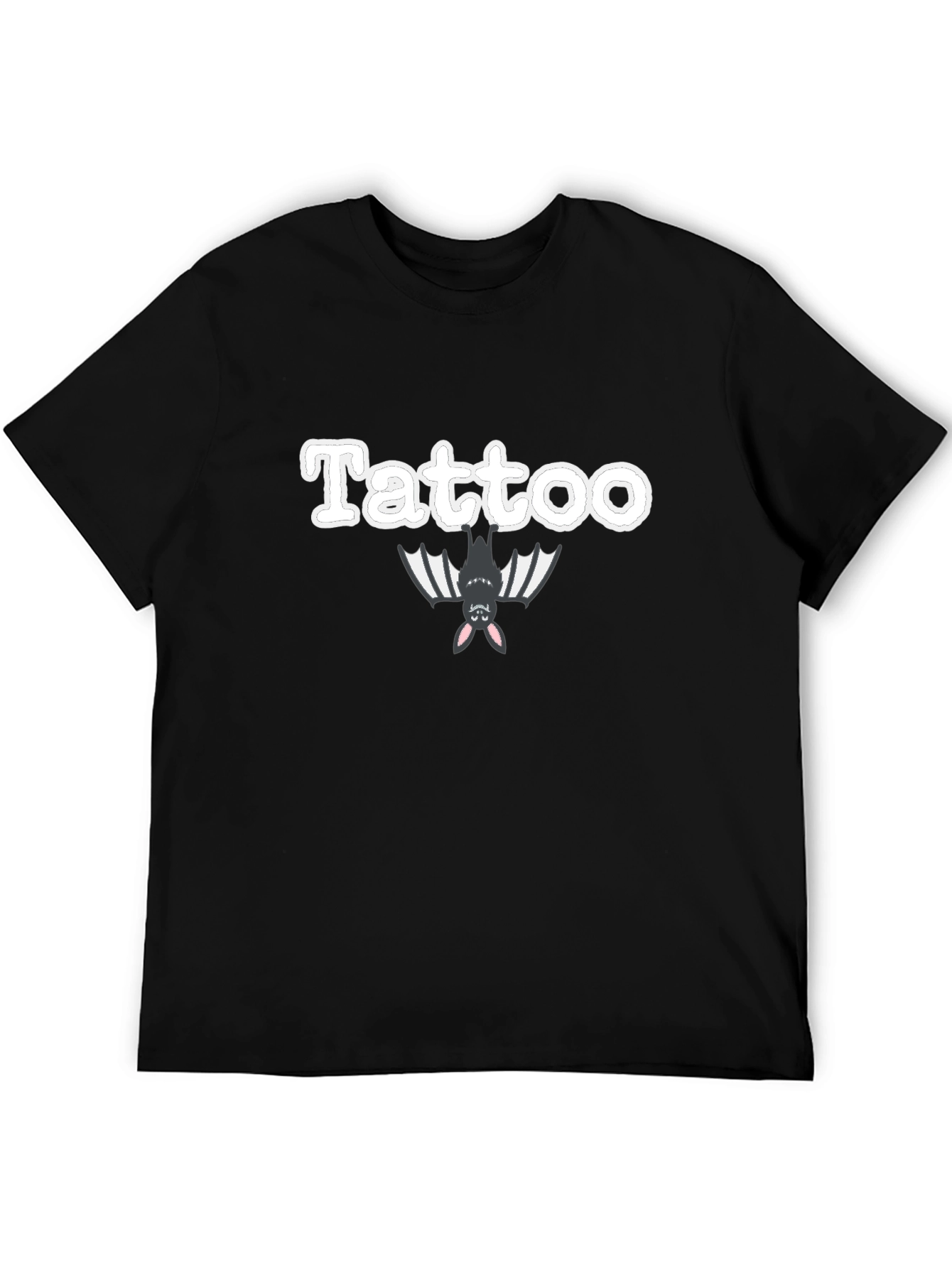 Black Tattoo Bat Graphic T-Shirt | Trendy Crew Neck Tee view 5