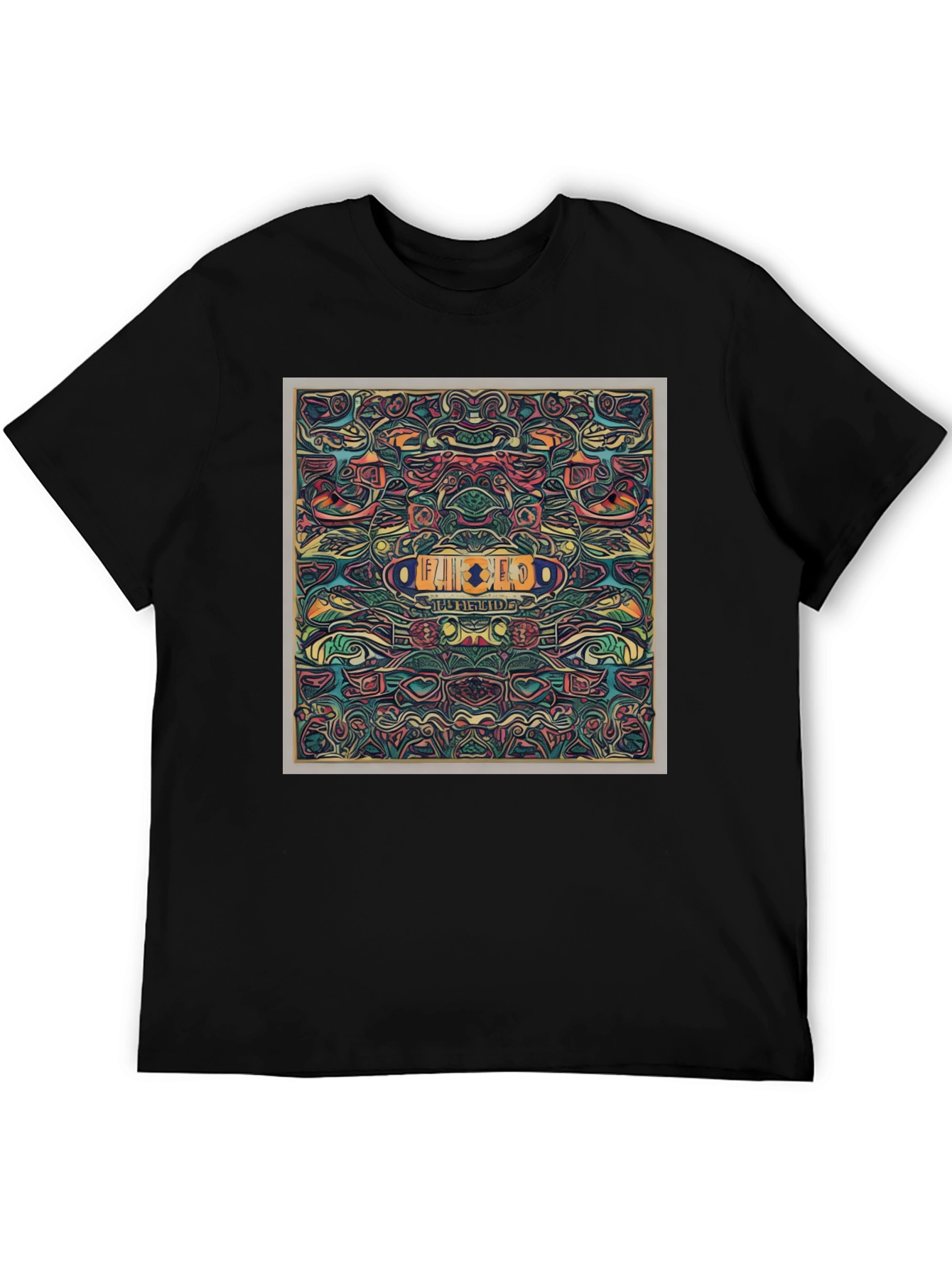 Black Abstract Patterned T-Shirt view 5