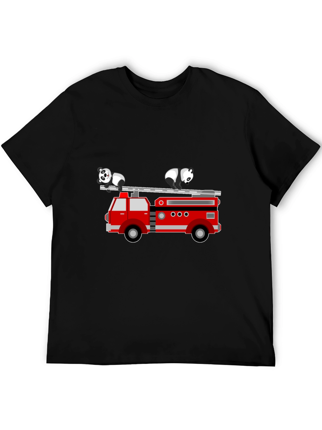 Black Panda Firetruck Graphic Tee - Soft Cotton Blend view 5