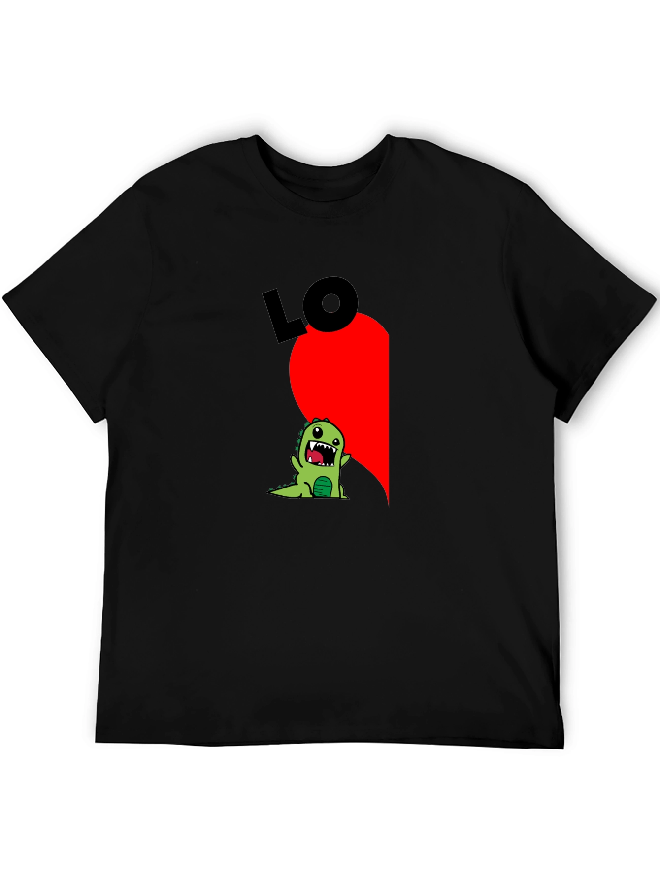 Black Black T-Shirt with Dinosaur "LO" Graphic view 5