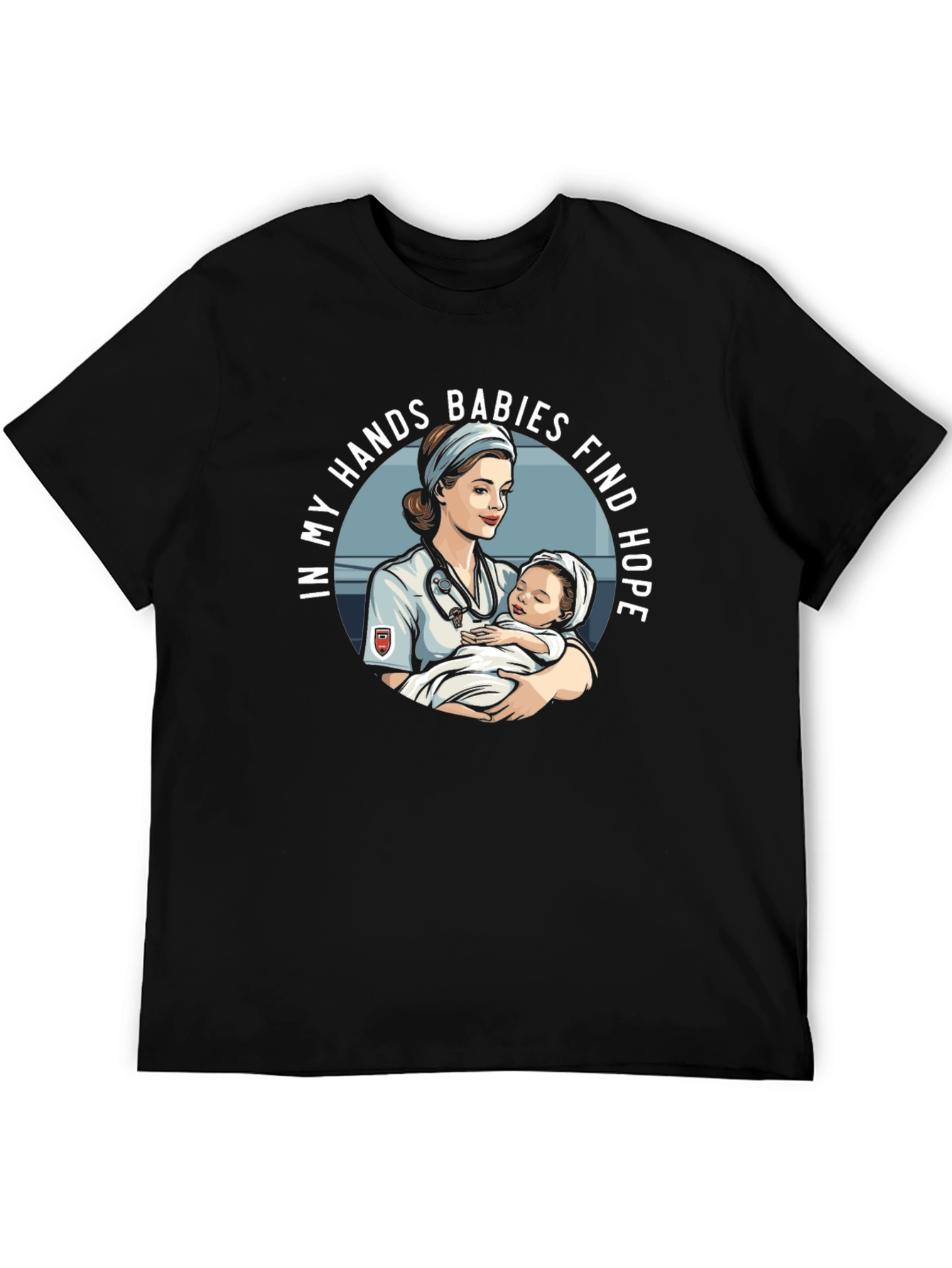 Black Nurse Holding Baby Graphic T-Shirt view 5