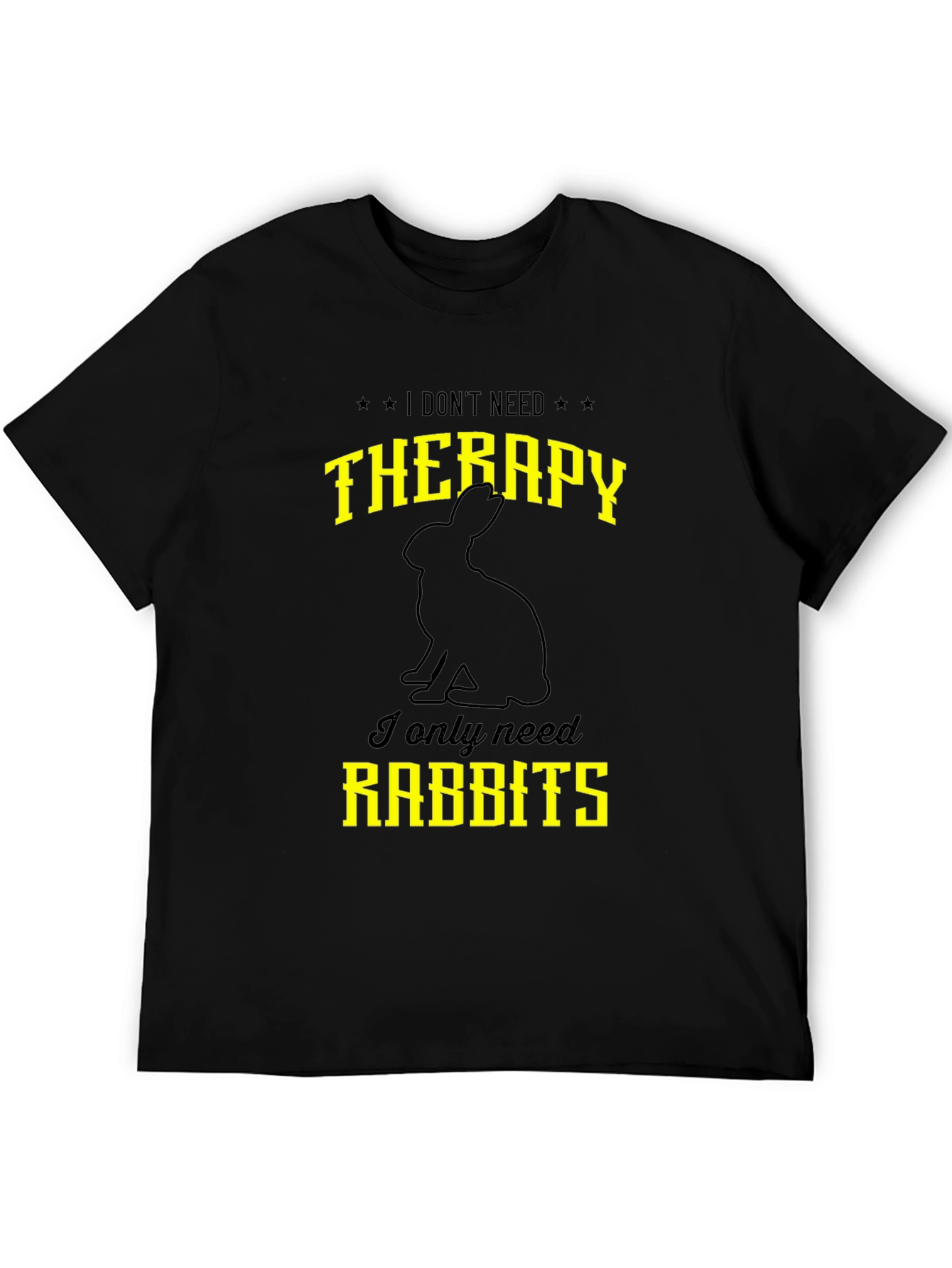 Black Funny Rabbit T-Shirt: I Don't Need Therapy view 5