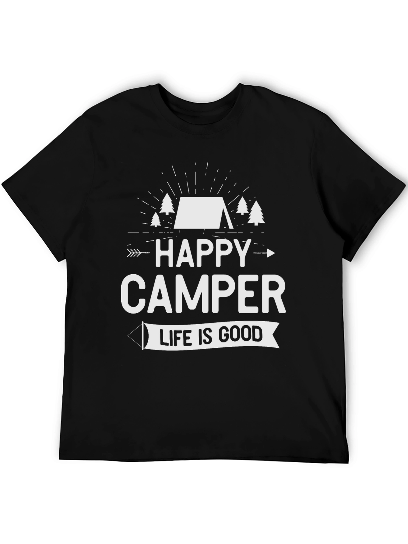 Black Happy Camper T-Shirt: Life is Good Camping Tee view 5