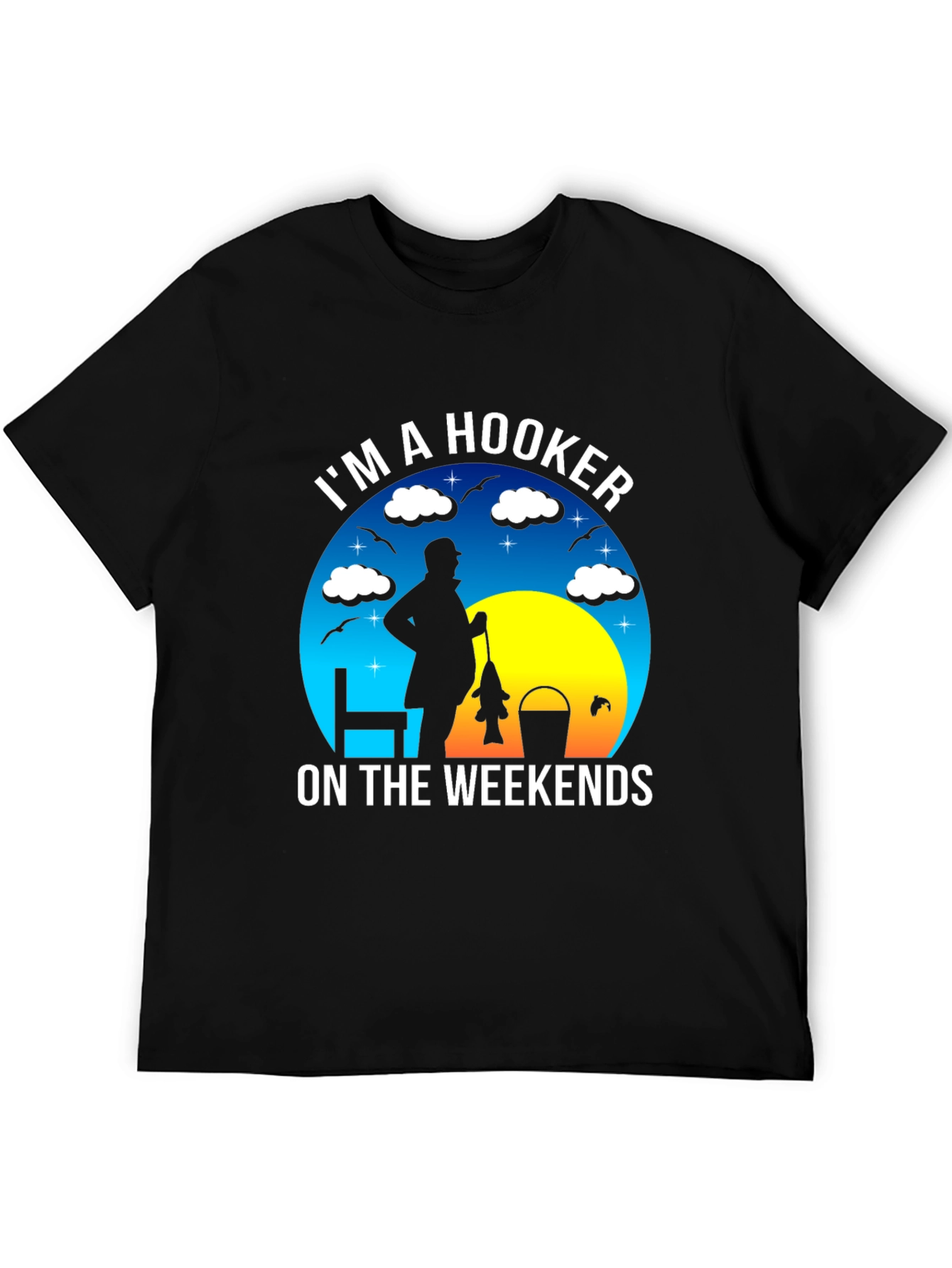 Black I'm A Hooker On The Weekends Fishing T-Shirt view 5