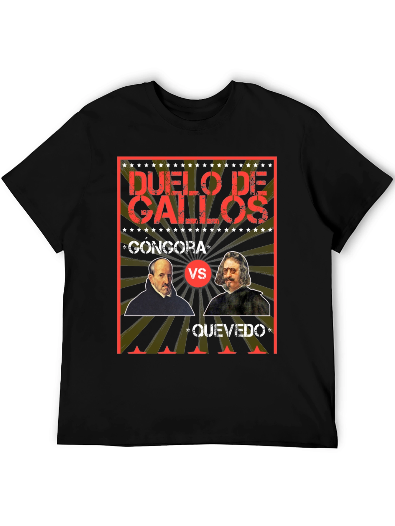 Black Duel de Gallos Gongora vs Quevedo Black T-Shirt view 5