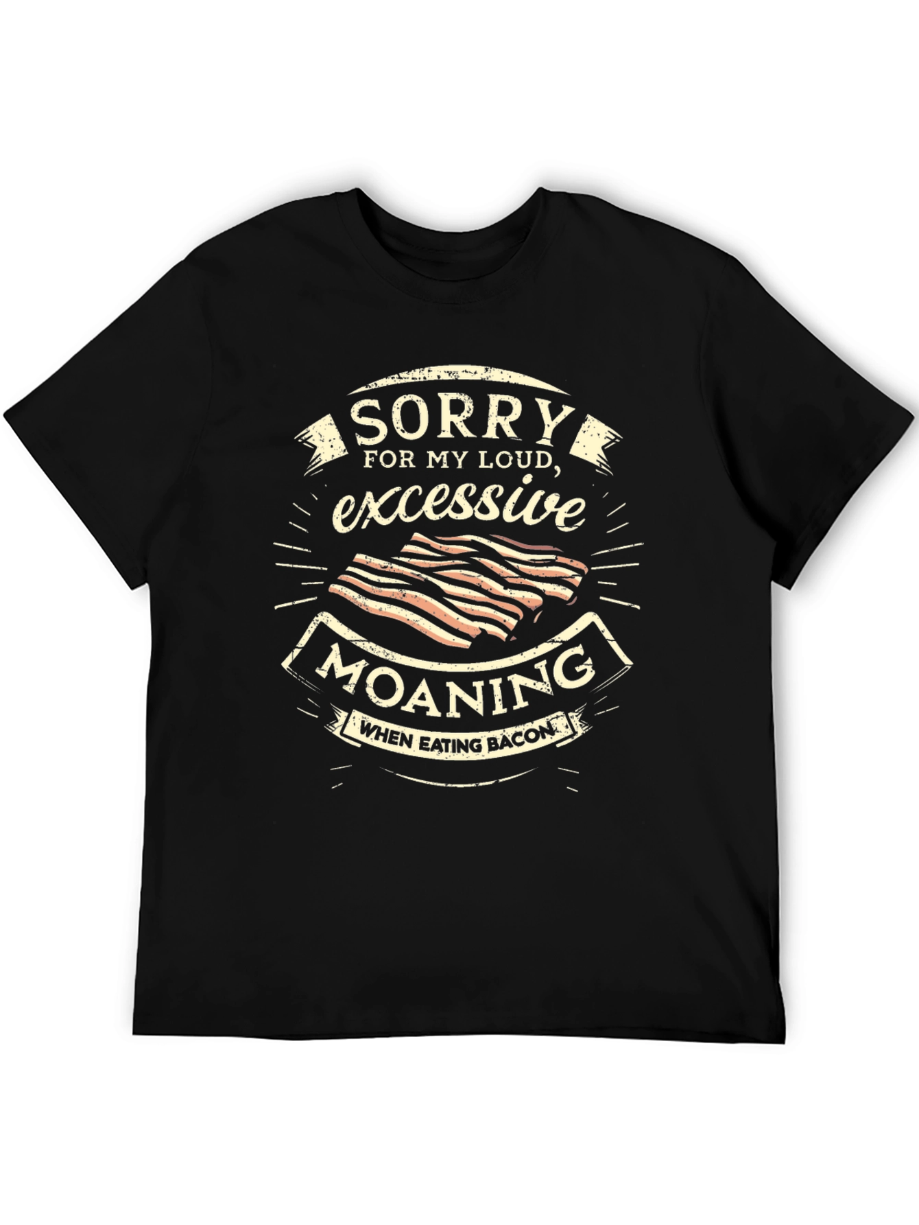 Black Funny Bacon Lover Graphic T-Shirt view 5