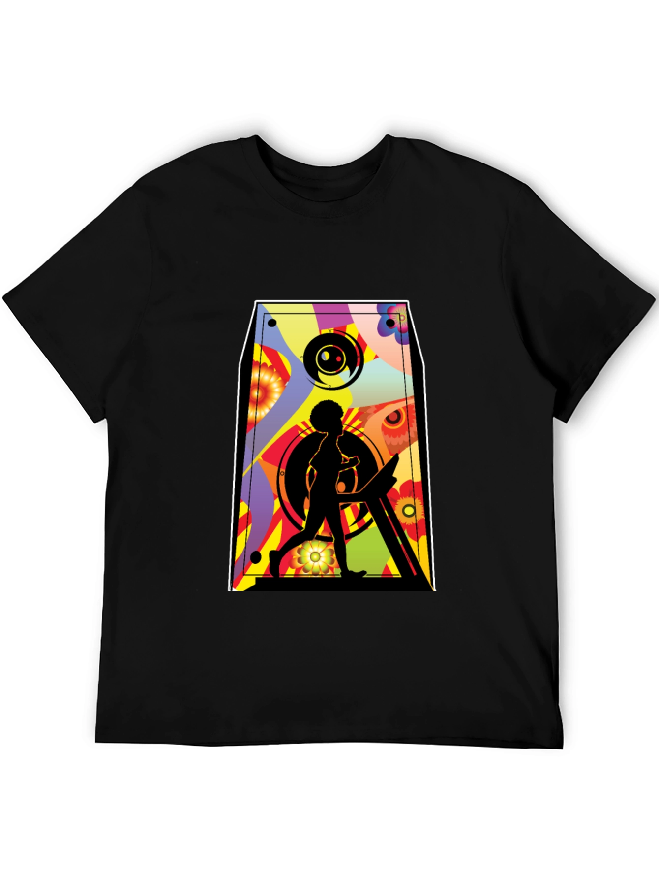 Black Retro Speaker Graphic Tee - Black Cotton Blend view 5