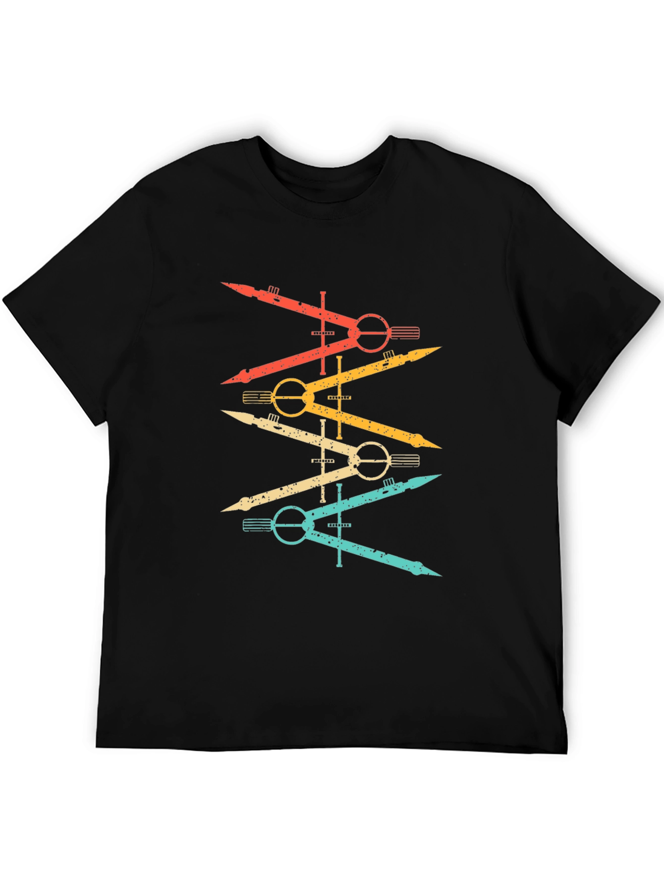 Black Retro Compass Graphic Tee - Black view 5