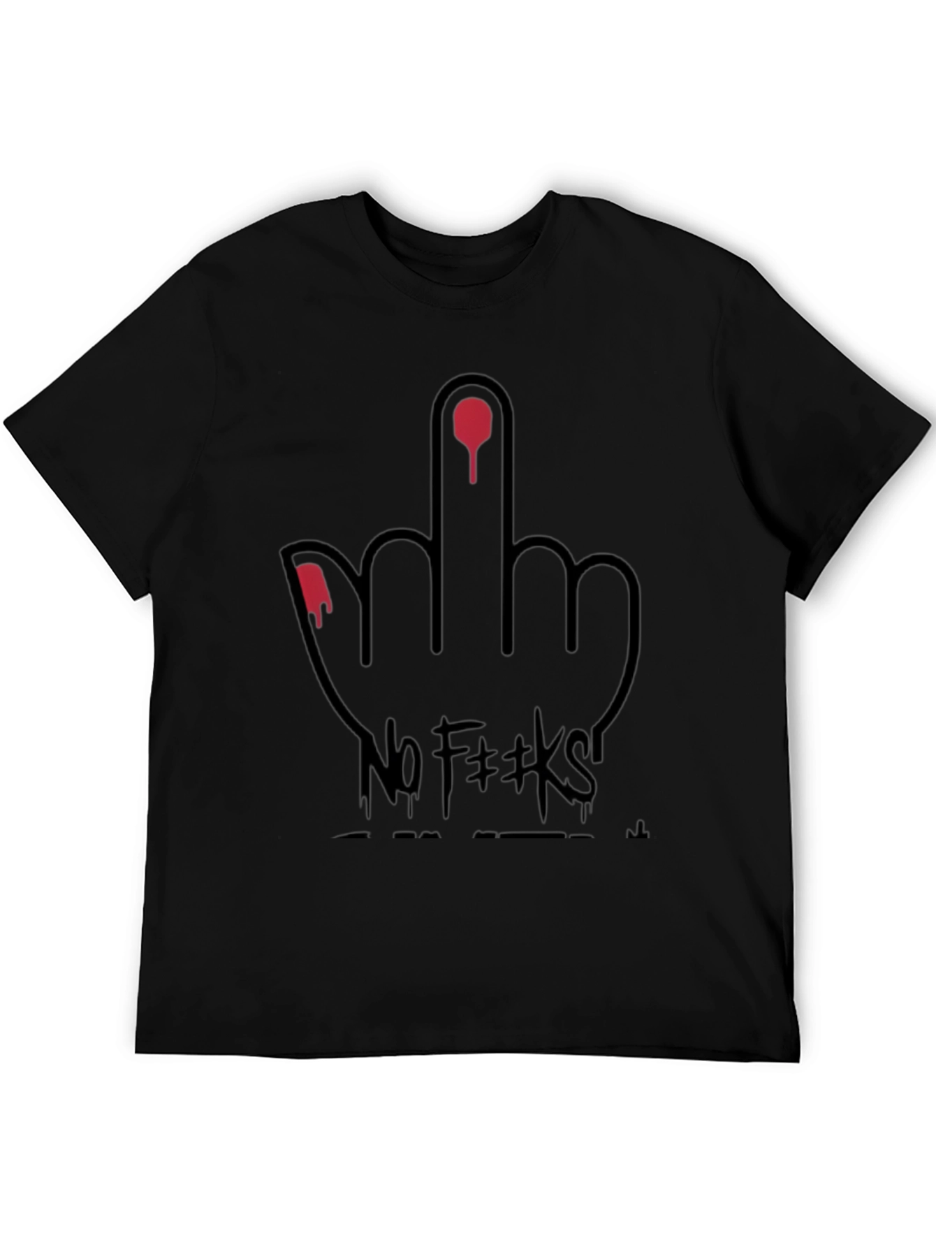 Black Edgy "No F**ks" Graphic Tee - Black view 5