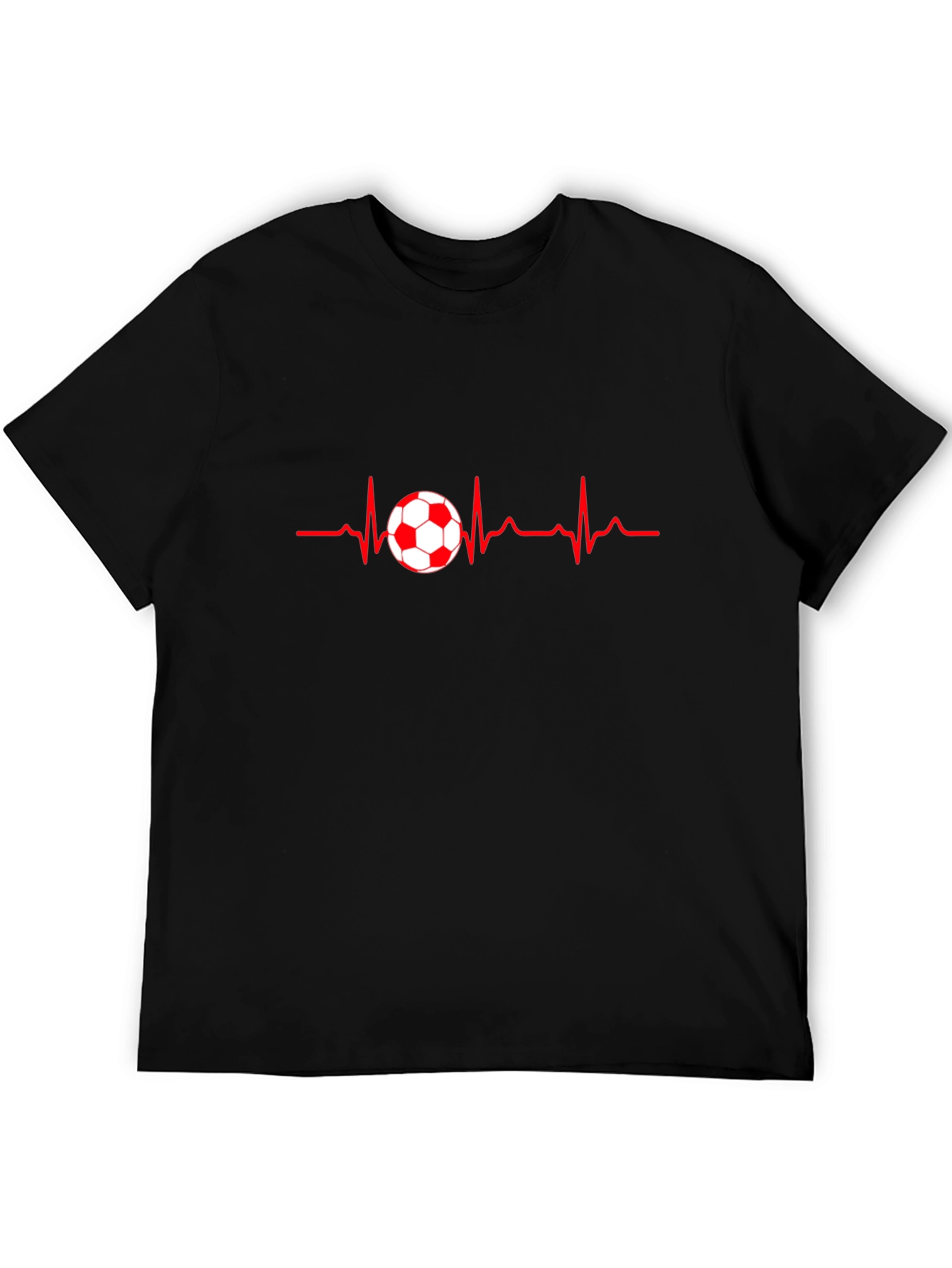Black Soccer Heartbeat T-Shirt - Passion for the Game! view 5
