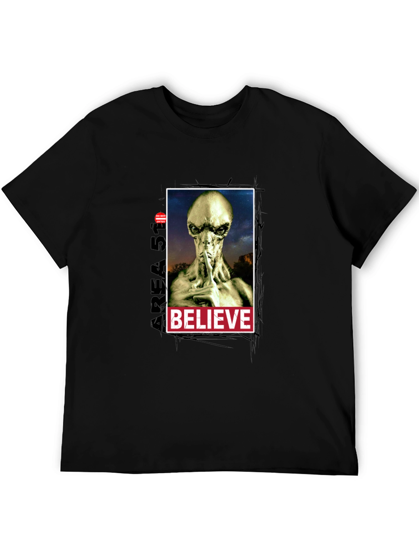 Black Believe Alien Graphic T-Shirt - Area 51 Conspiracy Tee view 5