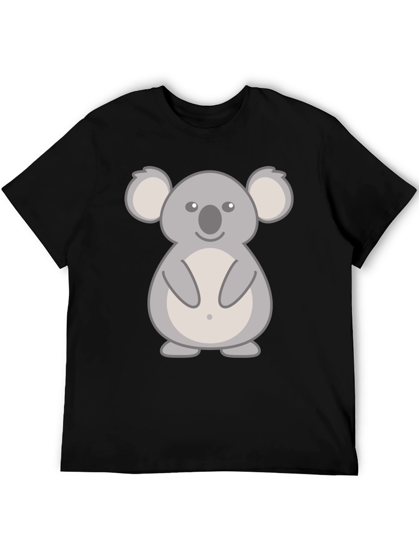 Black Cute Koala Graphic T-Shirt - Black Cotton Tee view 5