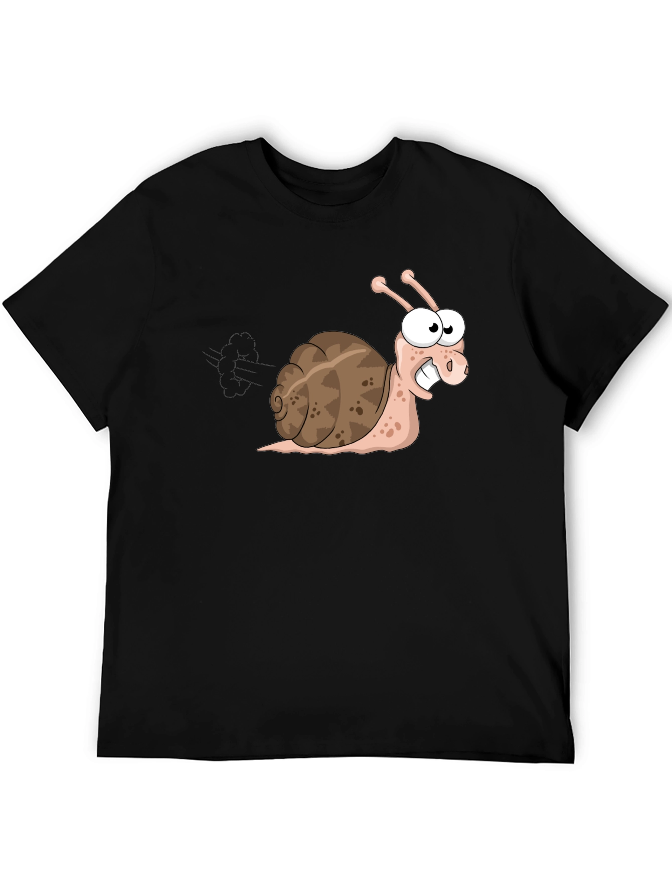 Black Funny Snail Cartoon Black T-Shirt view 5