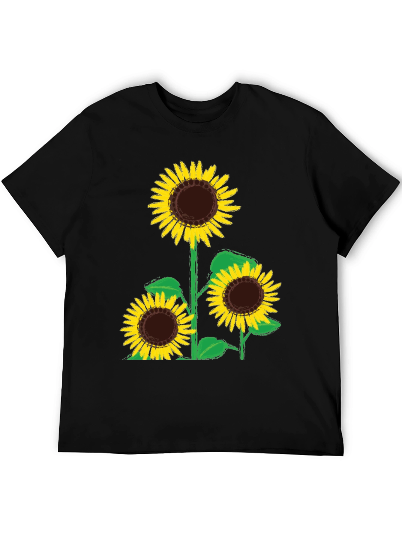 Black Sunflower Graphic Tee - Black Cotton T-Shirt view 5