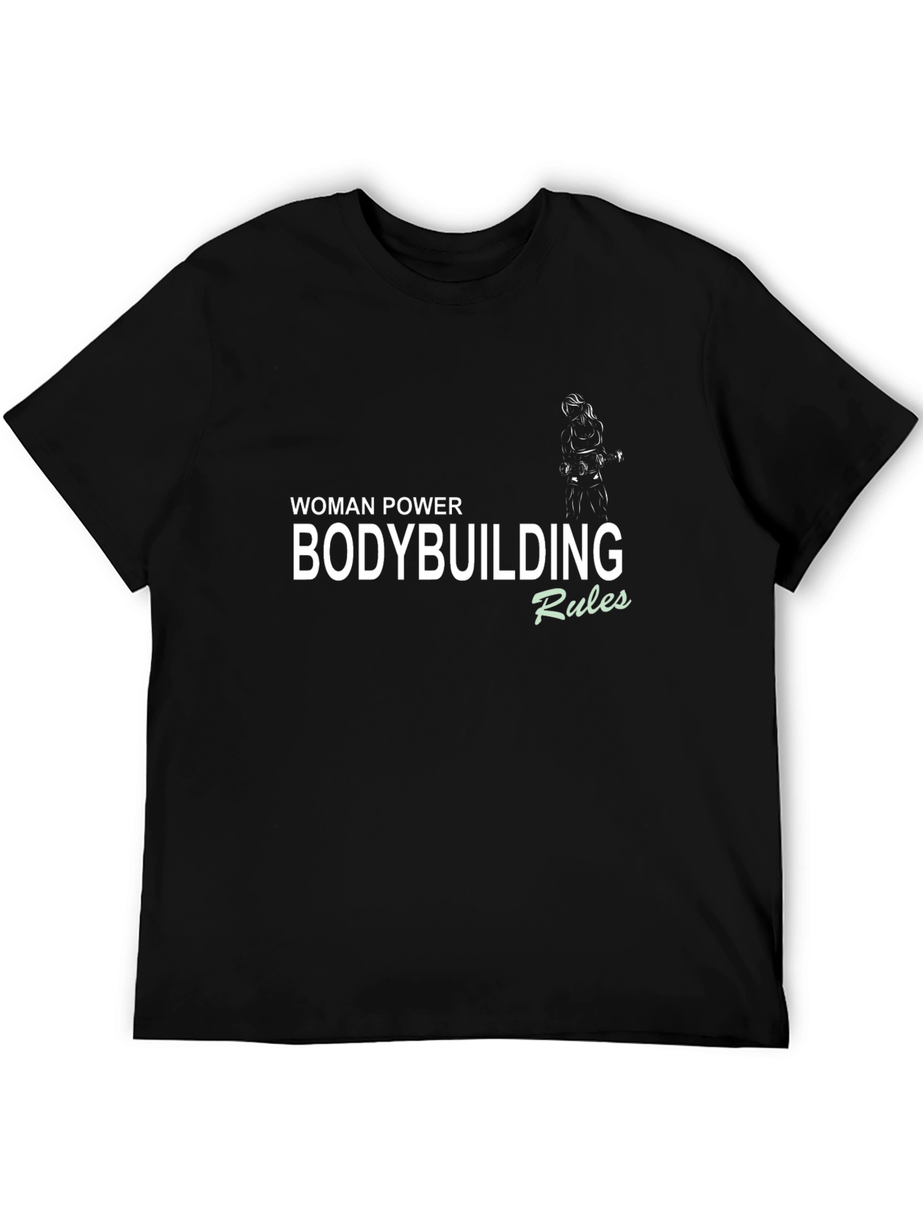 Woman Power Bodybuilding Rules Black T-Shirt - 5