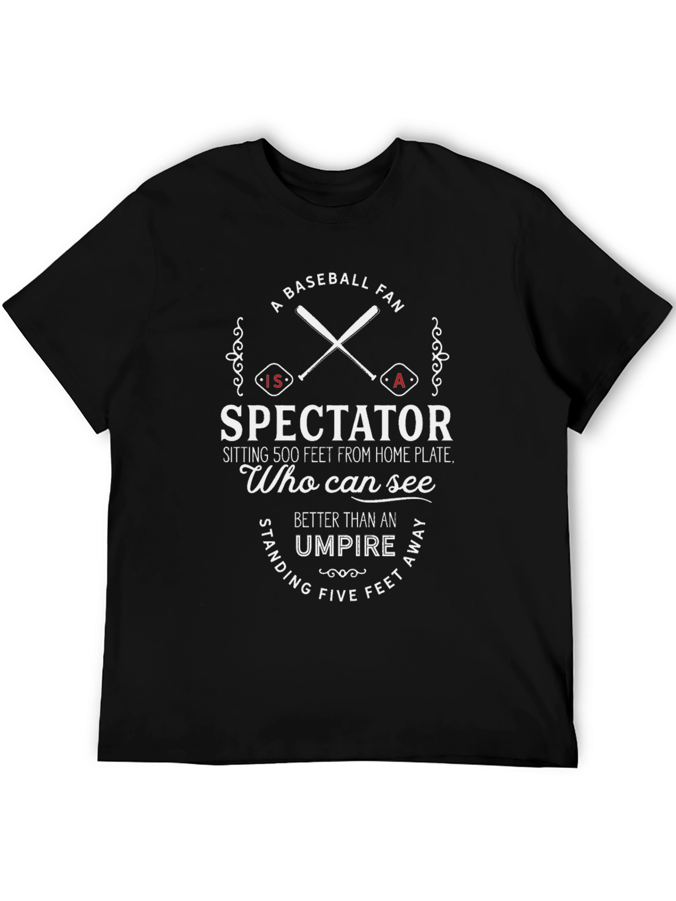 Black Baseball Fan Spectator T-Shirt view 5