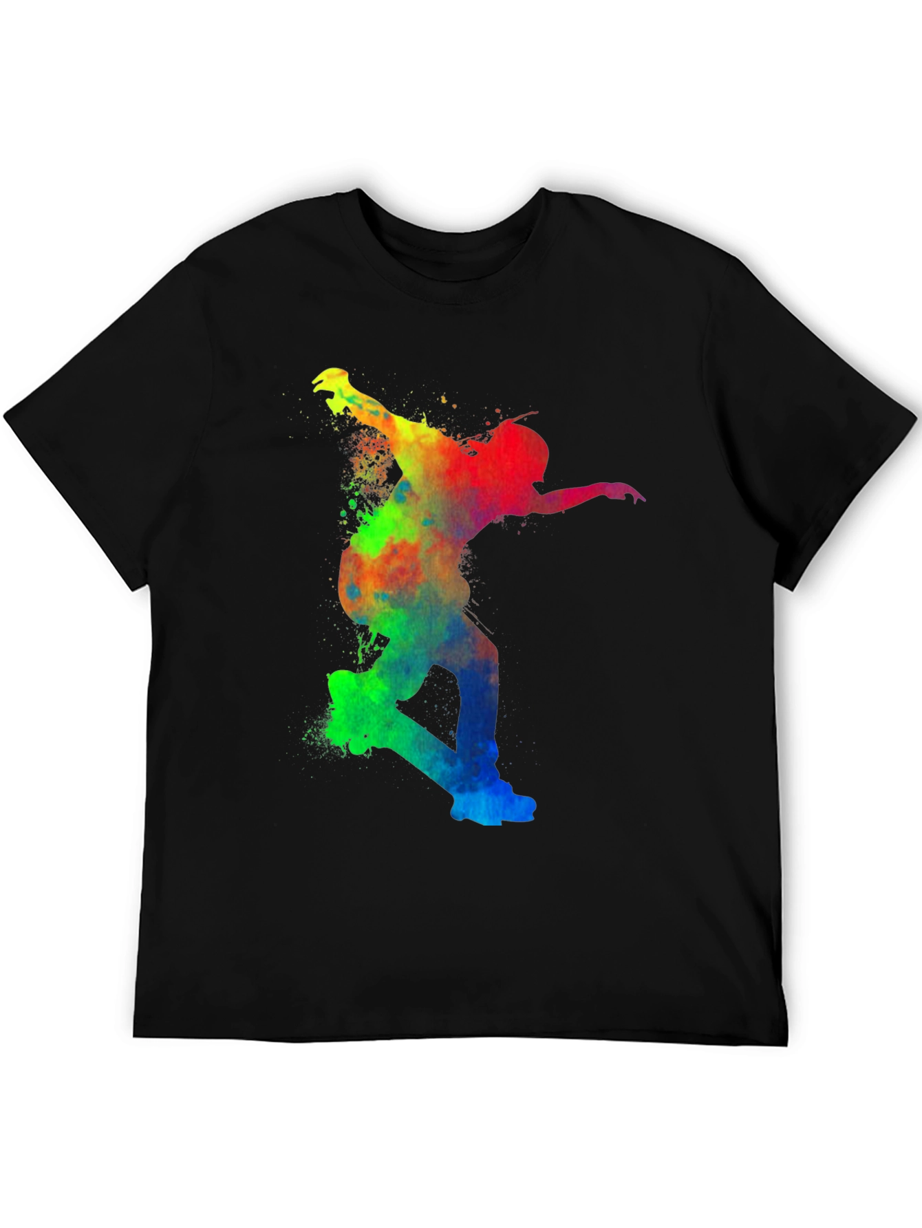 Black Colorful Skateboarder Graphic Tee - Unisex view 5