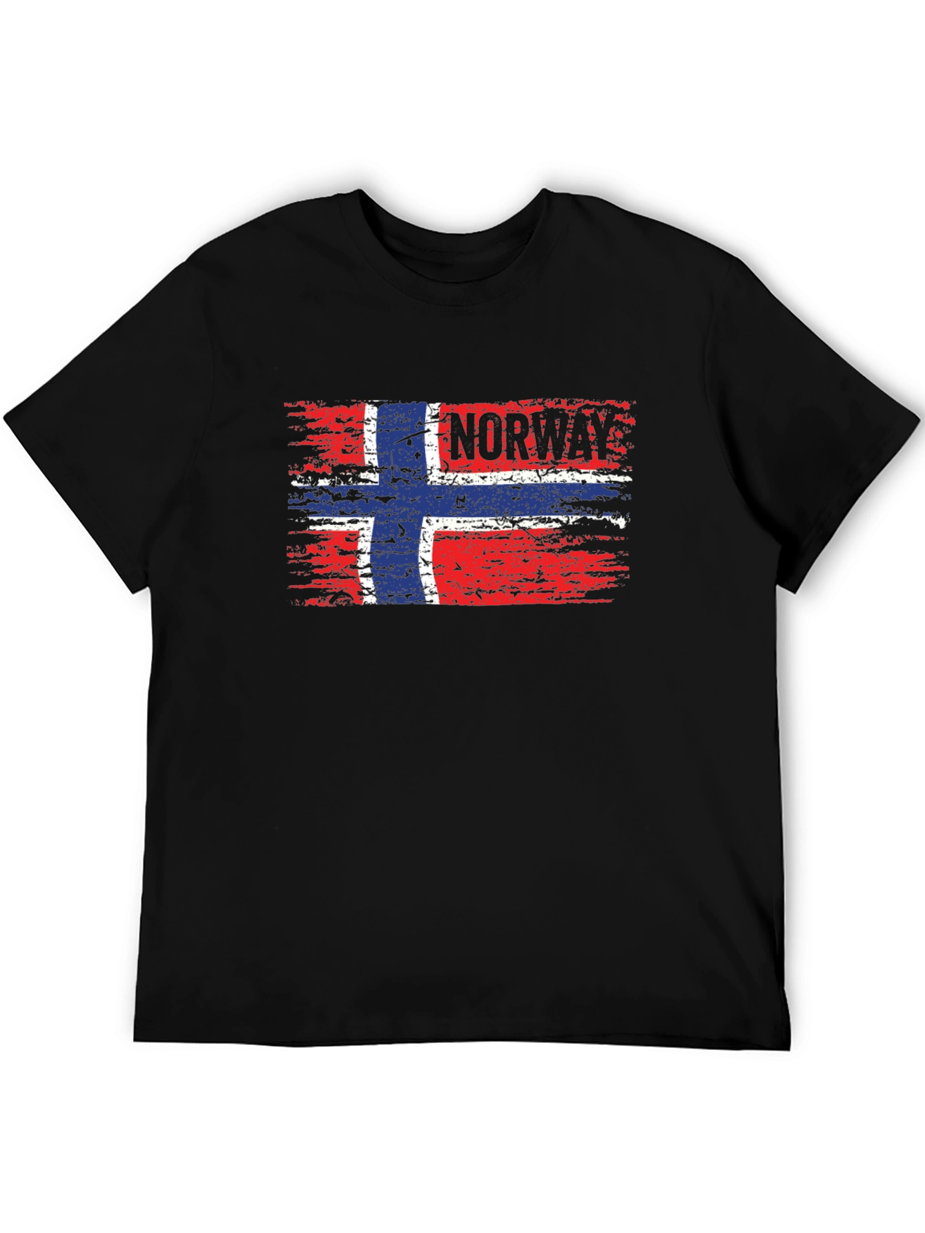 Norway Flag Distressed Black T-Shirt - 5