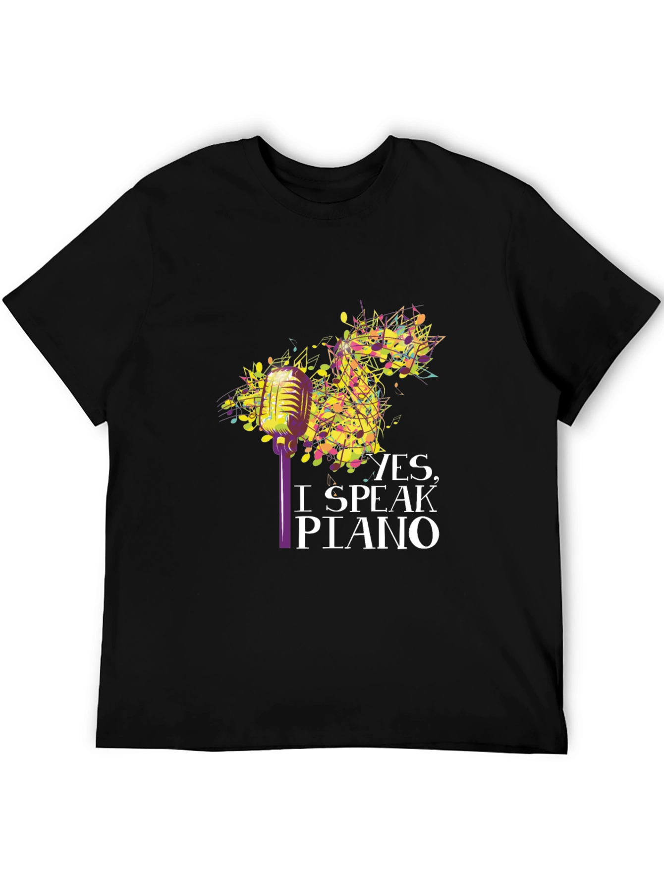 Black Yes, I Speak Piano T-Shirt view 5