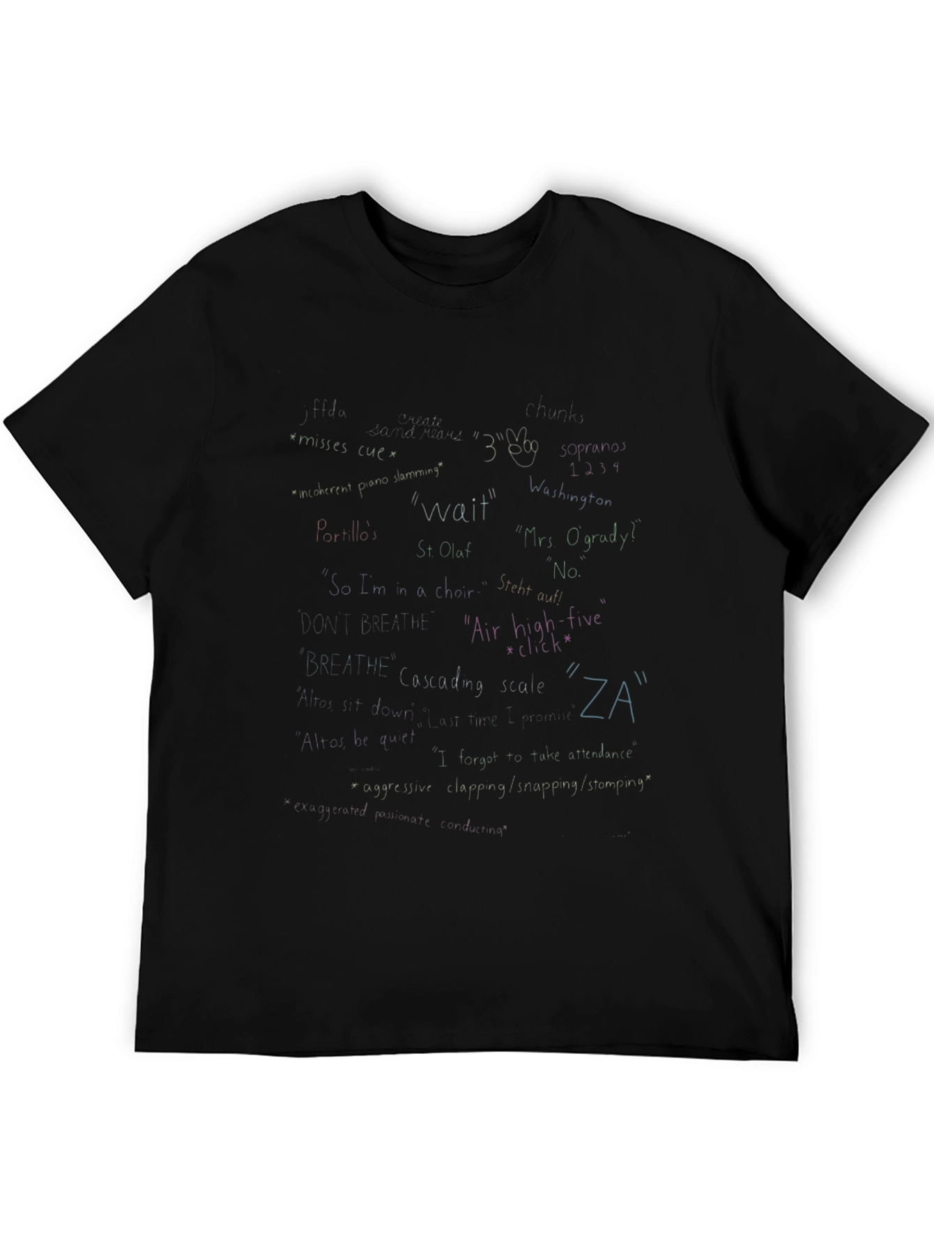 Black Black T-Shirt with Handwritten Style Graphics view 5