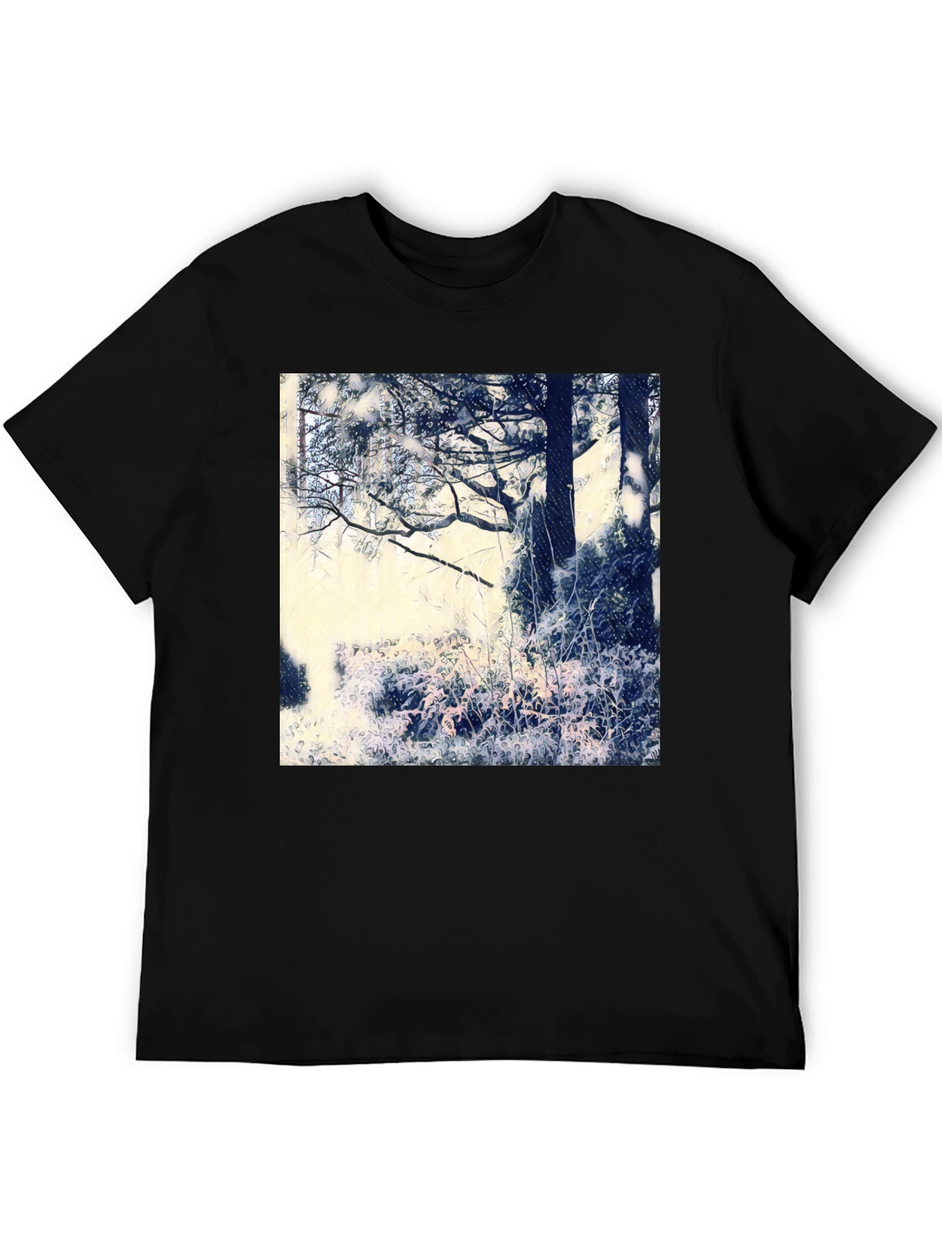 Black Artistic Nature Scene Black T-Shirt view 5