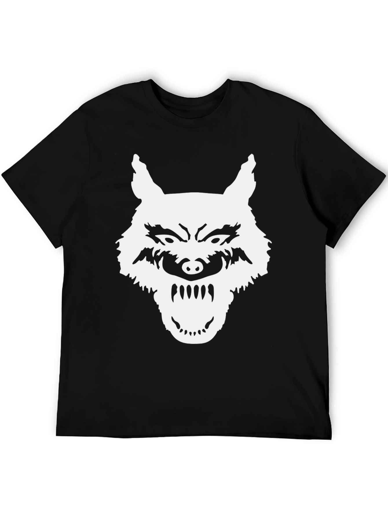 Black Wolf Graphic T-Shirt - Black, Bold Design view 5