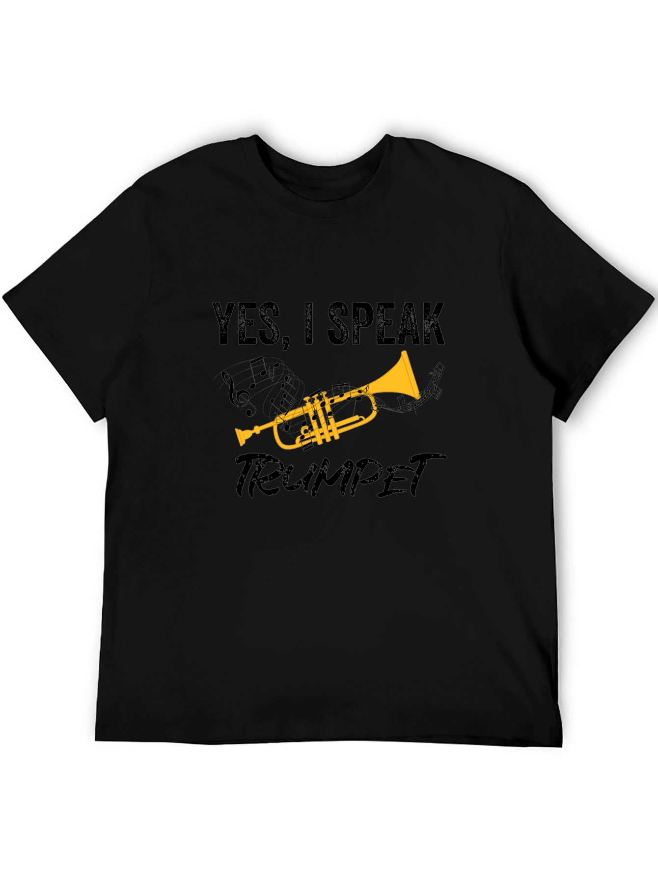 Black Yes, I Speak Trumpet Graphic T-Shirt - Musician Tee view 5