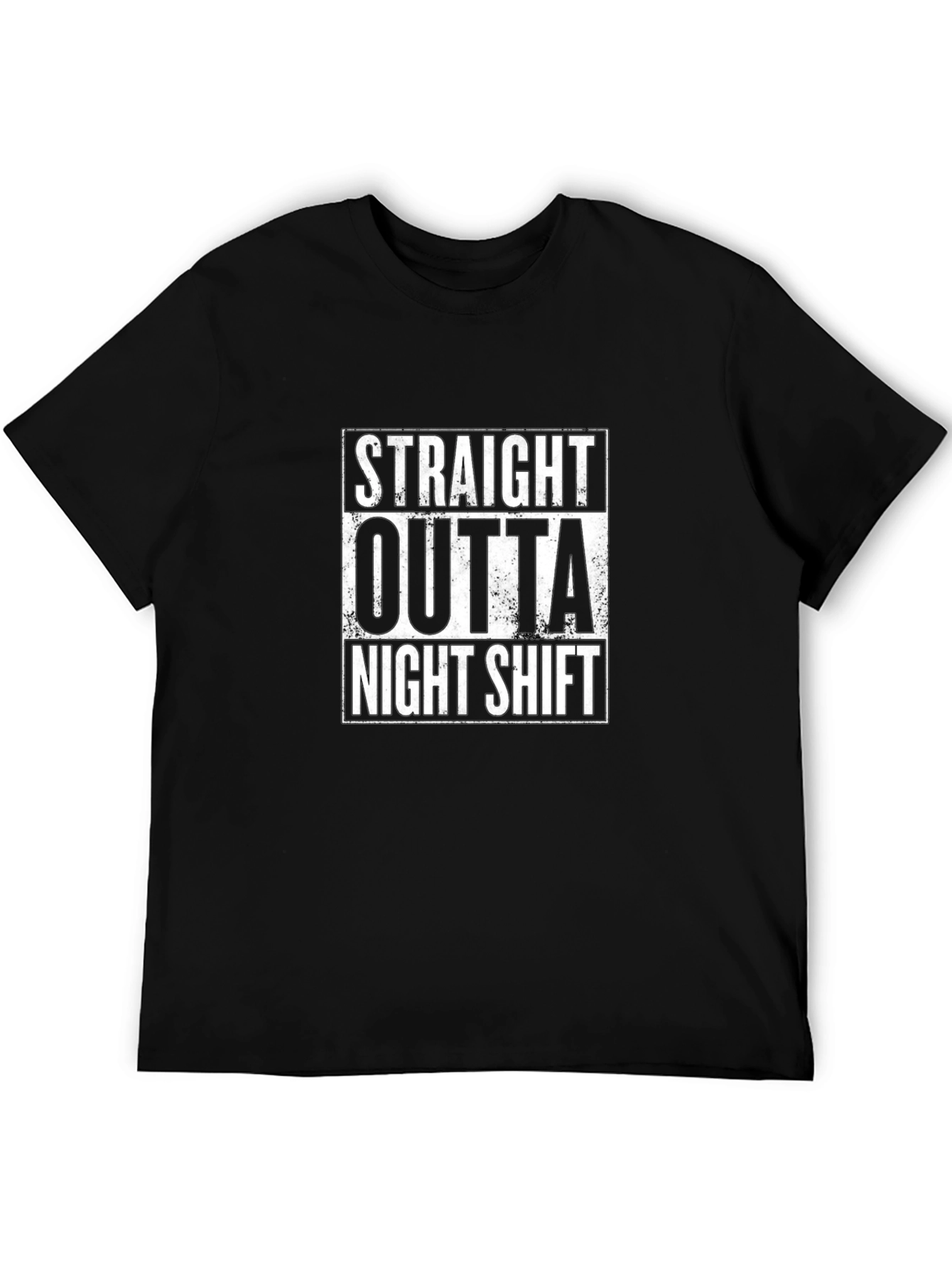 Black Straight Outta Night Shift Black T-Shirt view 5