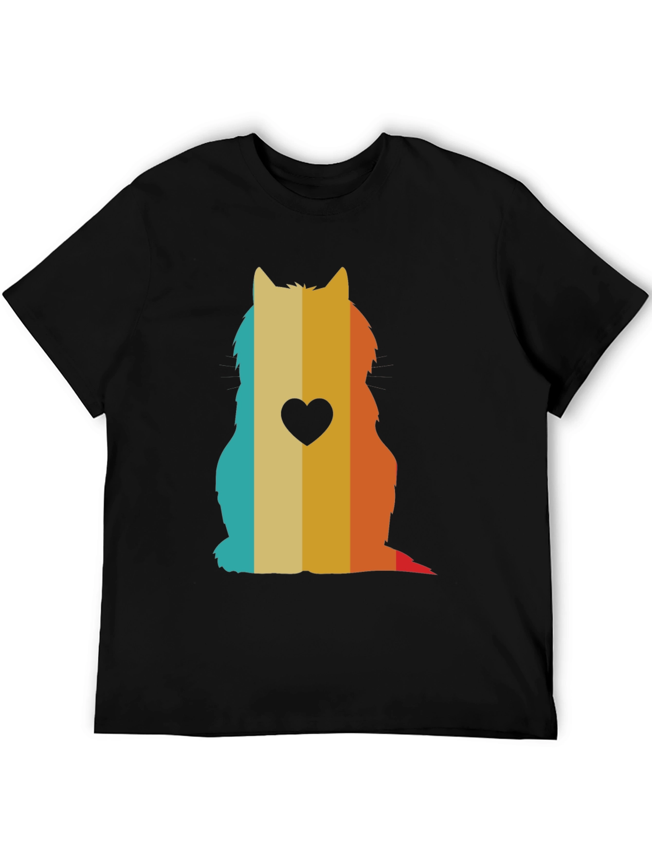 Black Retro Cat Silhouette T-Shirt - Heart Accent view 5