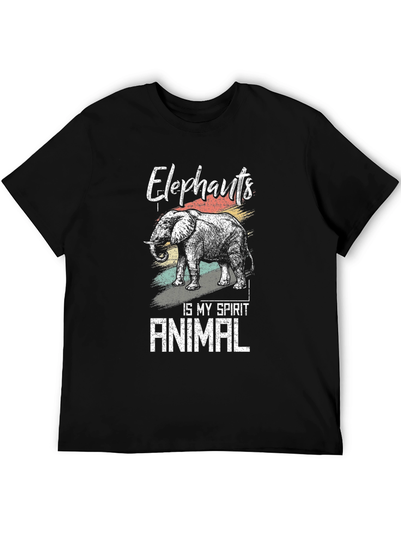 Black Elephant Spirit Animal Graphic Tee - Black Cotton T-Shirt view 5