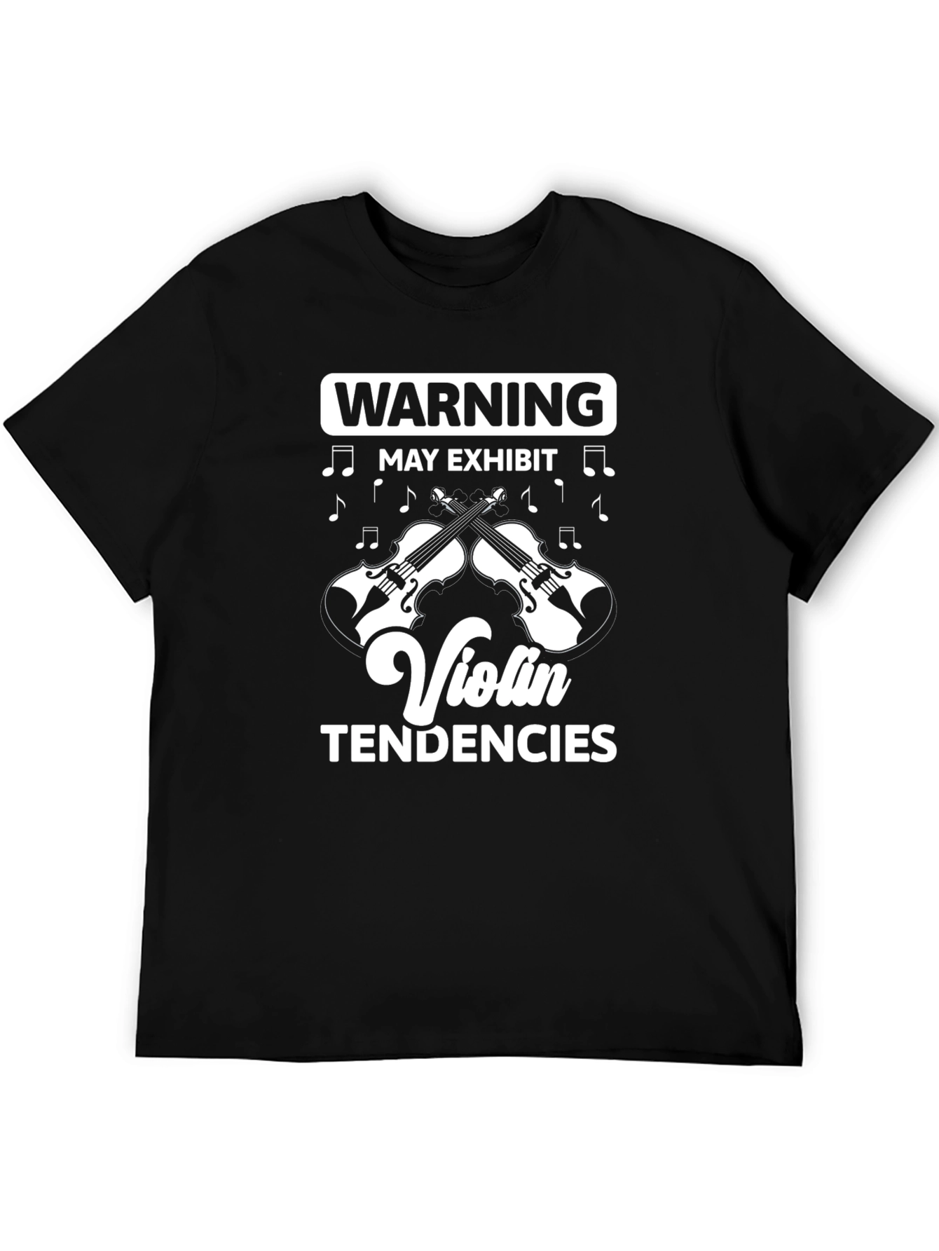 Black Warning: May Exhibit Violin Tendencies - Novelty T-Shirt view 5