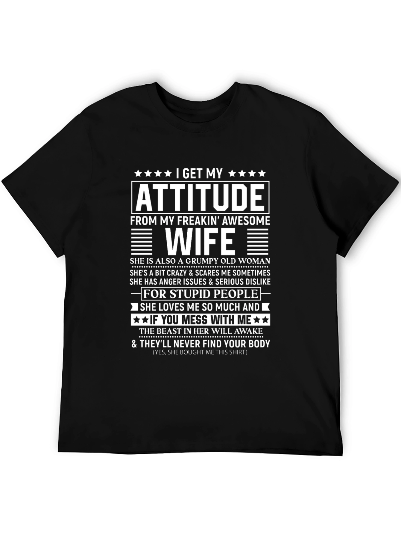 Black Funny "Awesome Wife" Graphic T-Shirt view 5